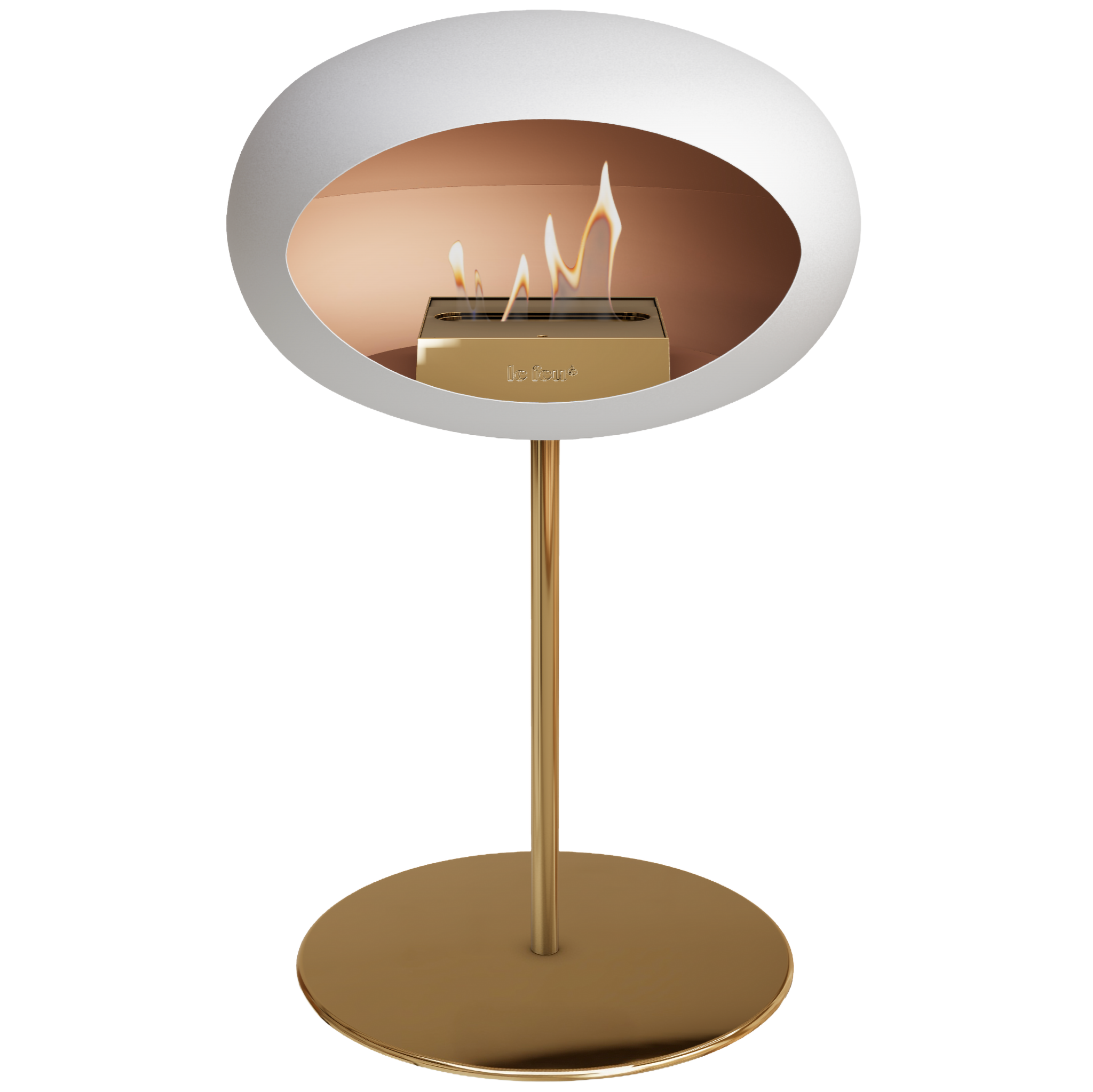 Ground Steel Low White Bio Fireplace