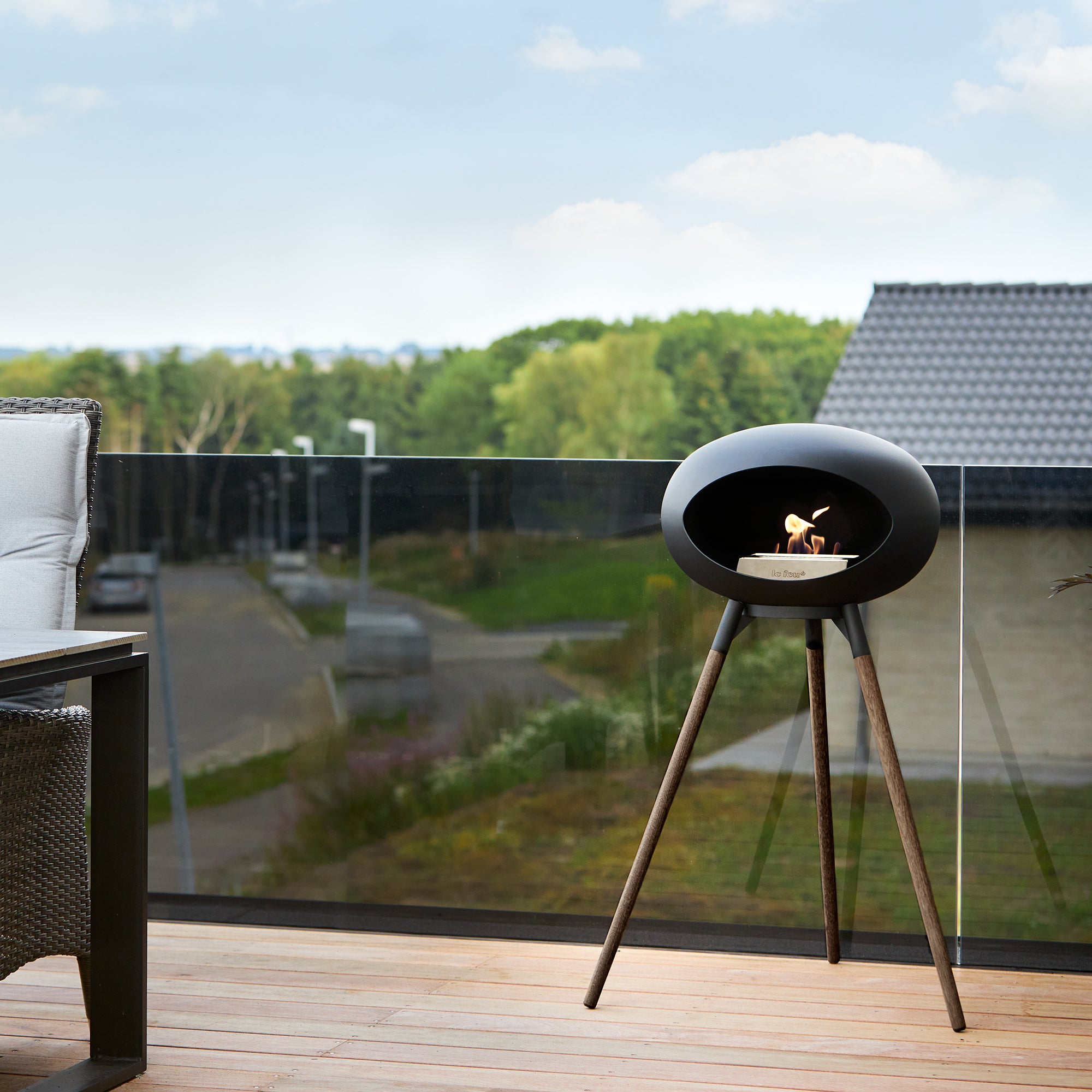 Ground Wood High Chromed Rose Gold Bio Fireplace with Rose Gold Burner