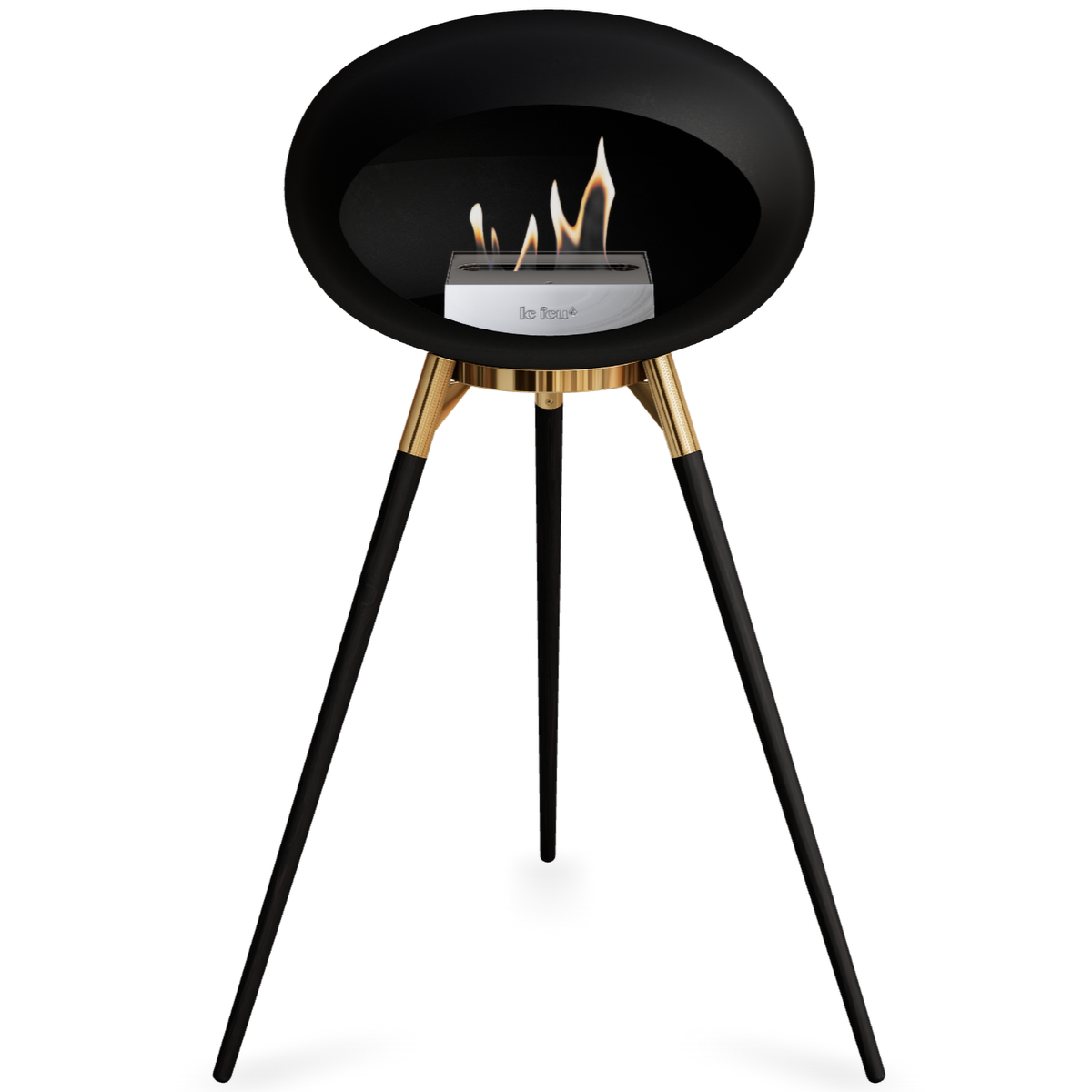 Ground Wood High Black Bio Fireplace