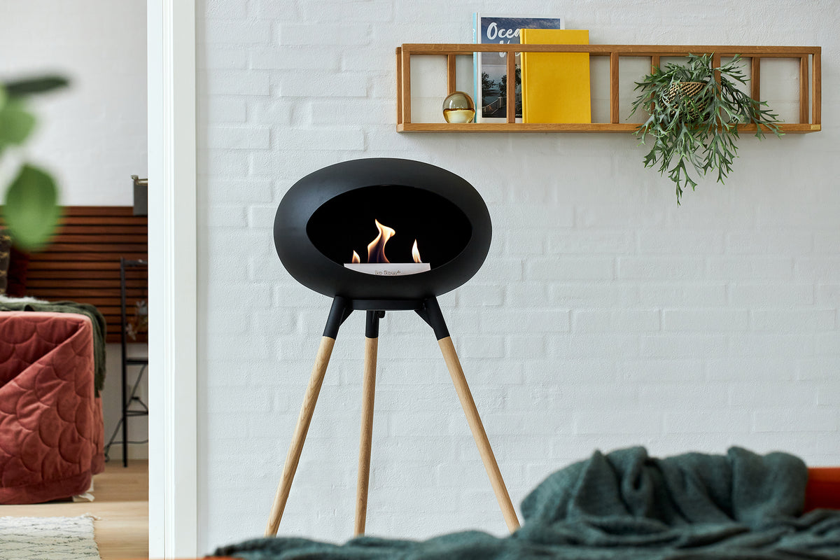 Ground Wood High Black Bio Fireplace