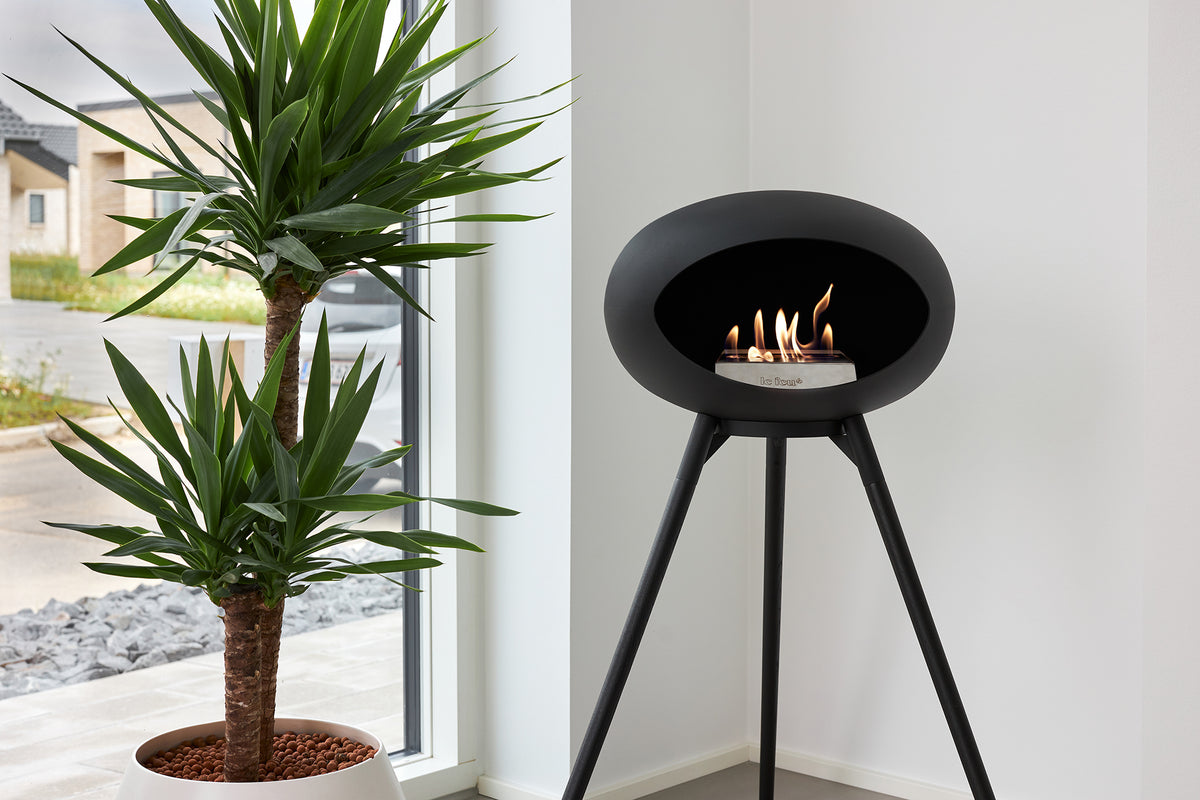 Ground Wood High Black Bio Fireplace