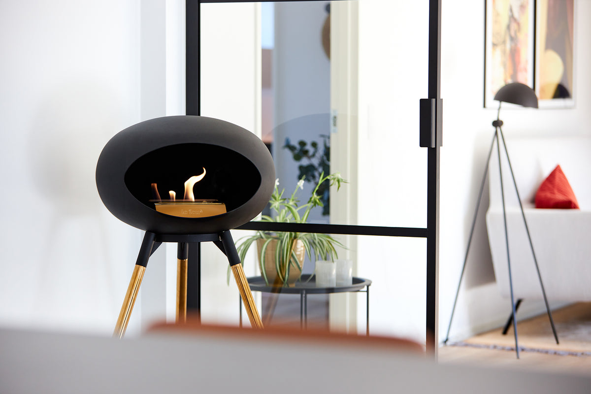 Ground Wood High Black Bio Fireplace
