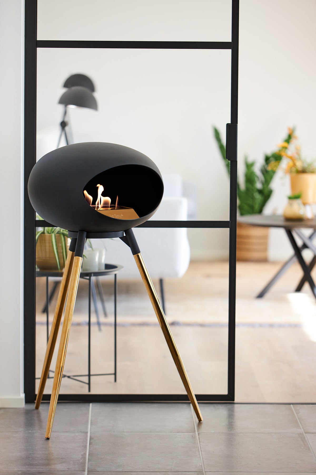 Ground Wood High Black Bio Fireplace
