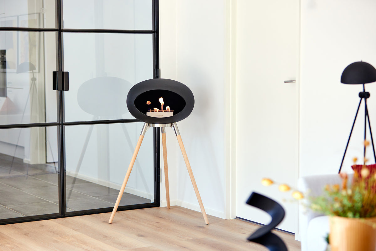 Ground Wood High White Bio Fireplace
