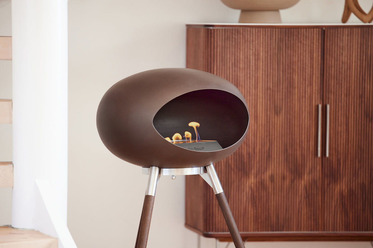 Ground Wood High White Bio Fireplace