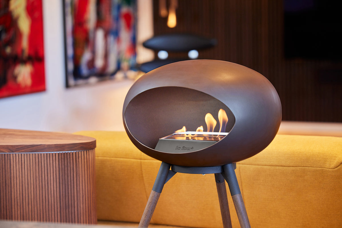 Ground Wood High White Bio Fireplace