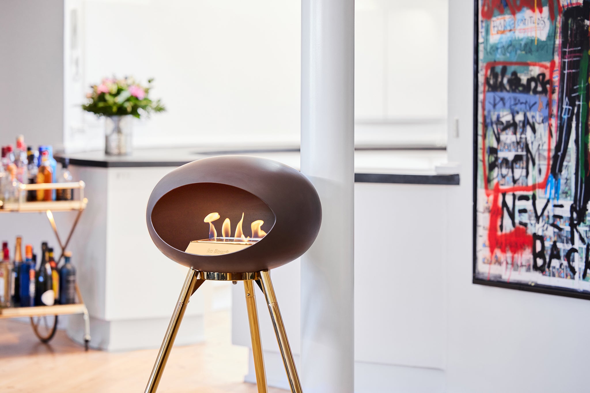 Ground Wood High Mocca Bio Fireplace