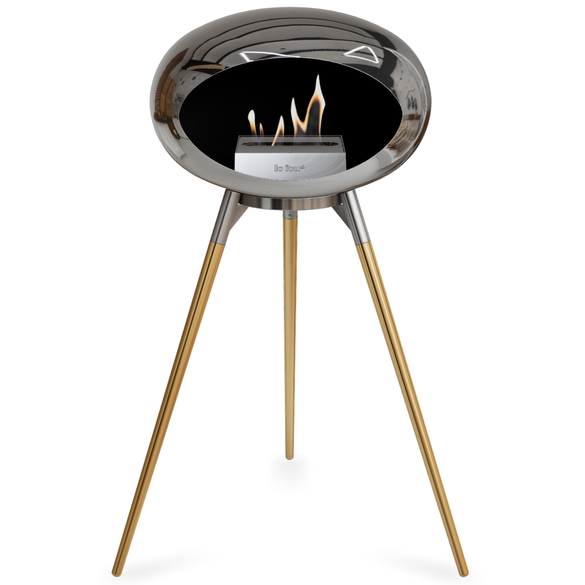 Ground Wood High Chromed Silver Bio Fireplace with Steel Burner