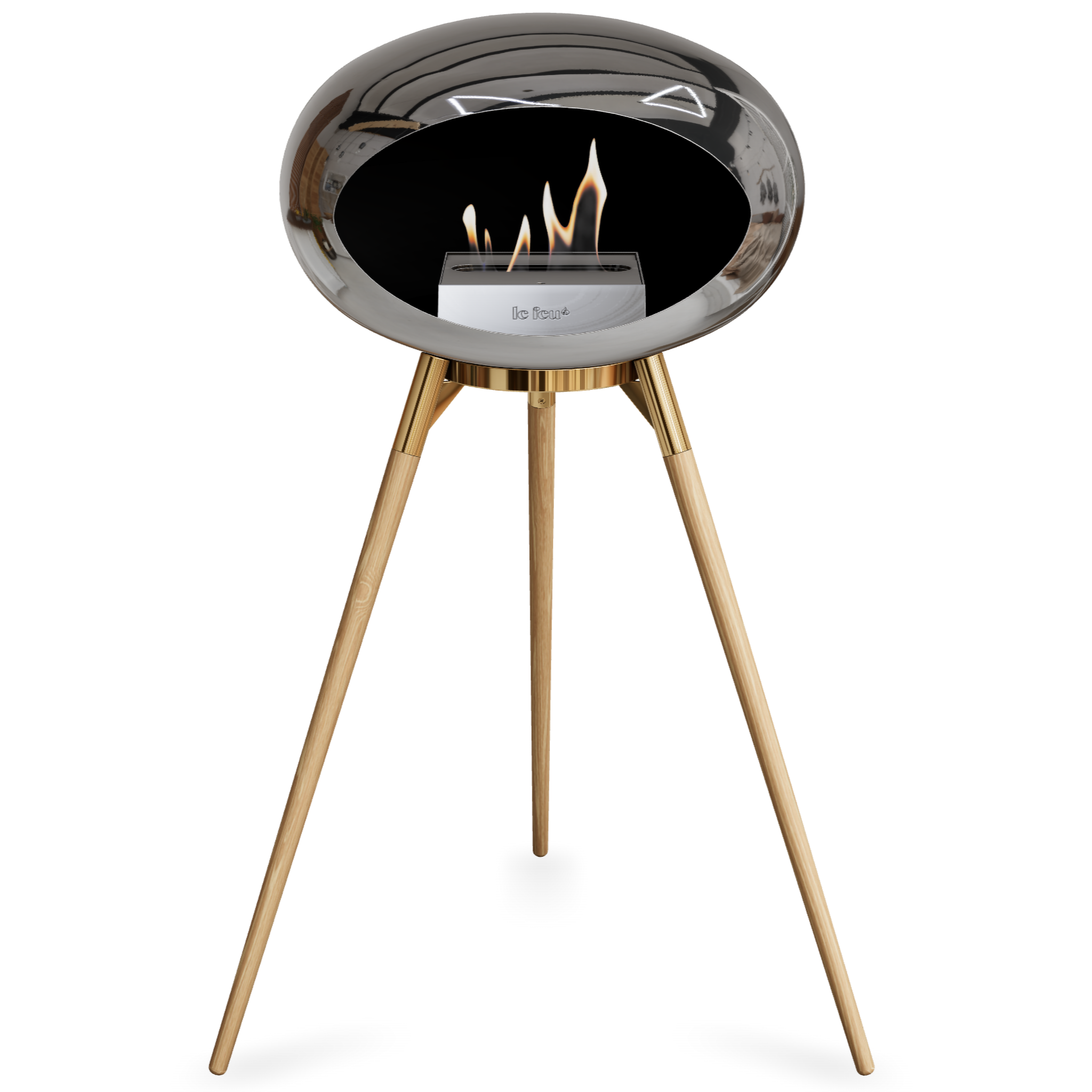 Ground Wood High Chromed Silver Bio Fireplace with Steel Burner