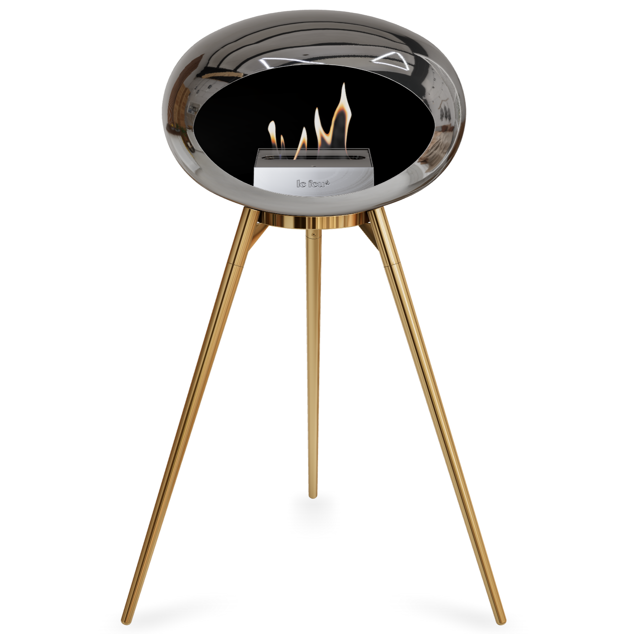 Ground Wood High Chromed Silver Bio Fireplace with Steel Burner