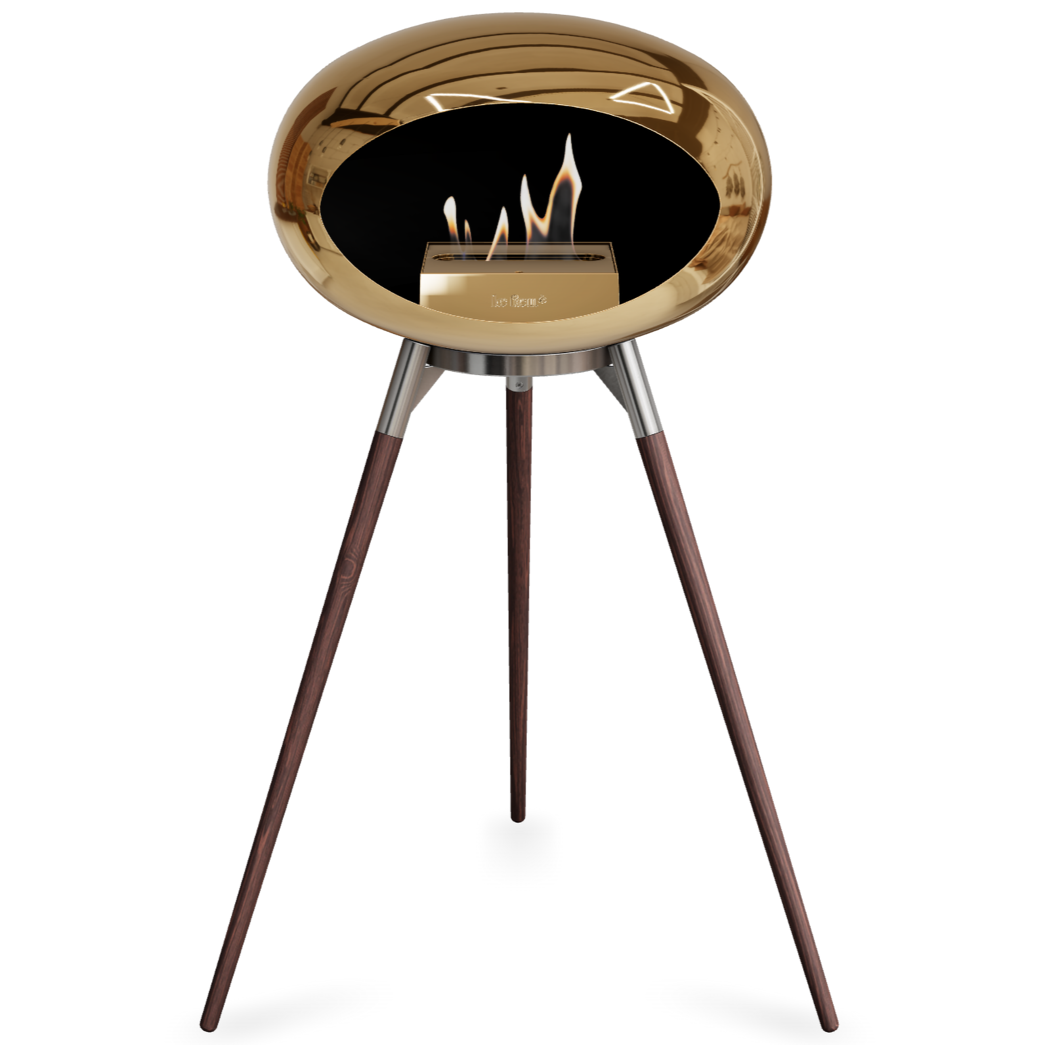 Ground Wood High Chromed Rose Gold Bio Fireplace with Rose Gold Burner