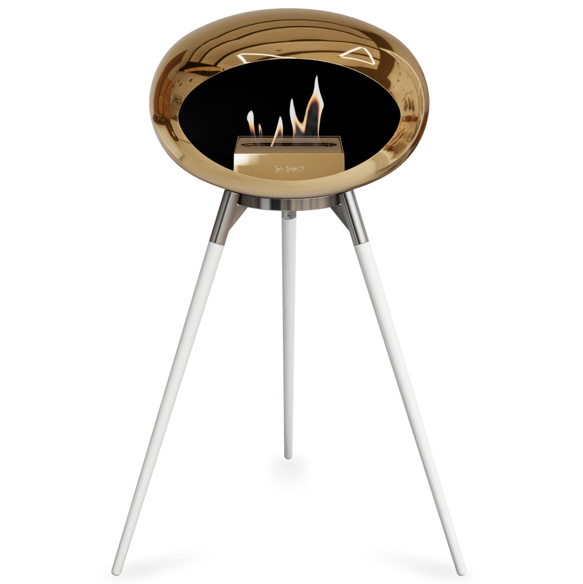Ground Wood High Chromed Rose Gold Bio Fireplace with Rose Gold Burner