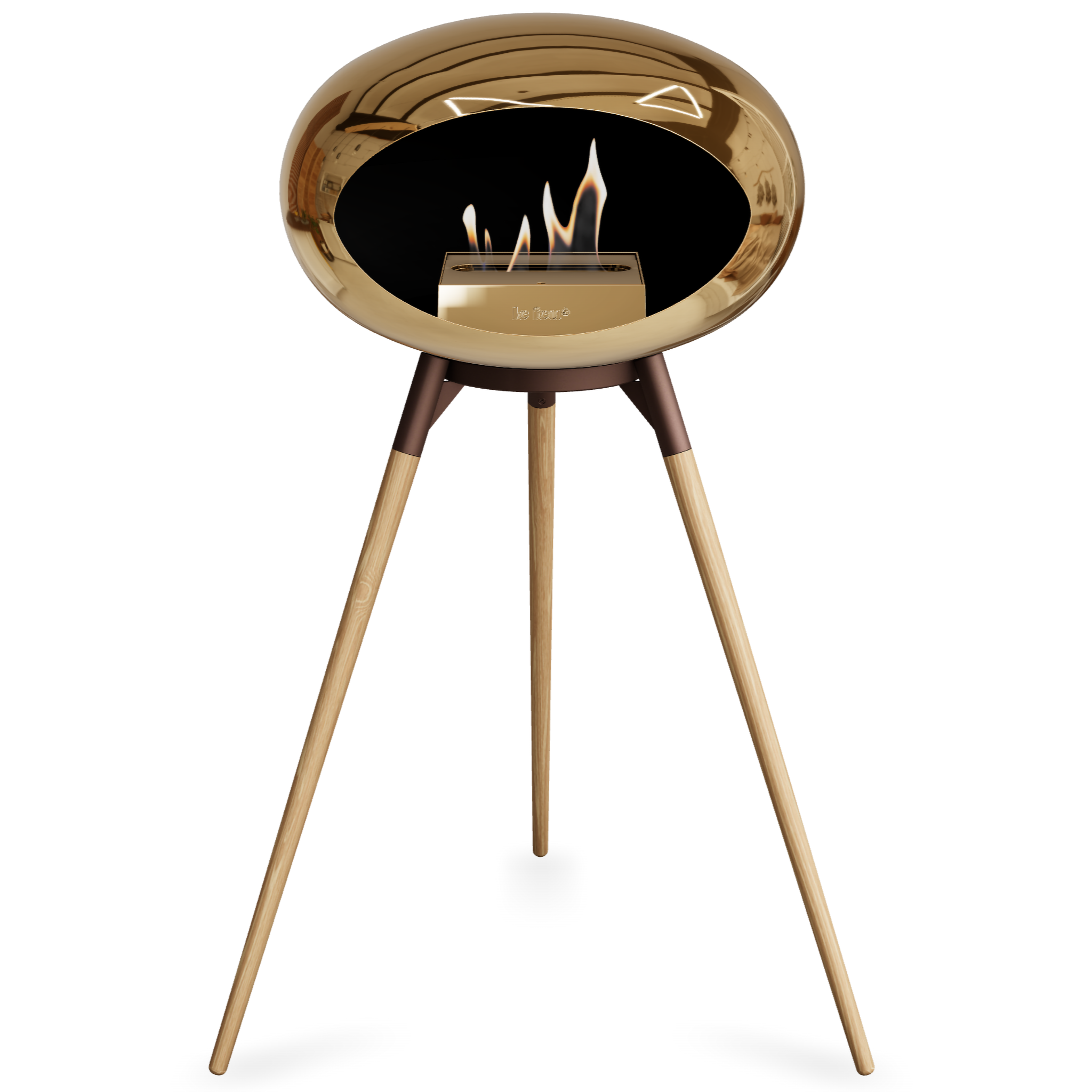 Ground Wood High Chromed Rose Gold Bio Fireplace with Rose Gold Burner