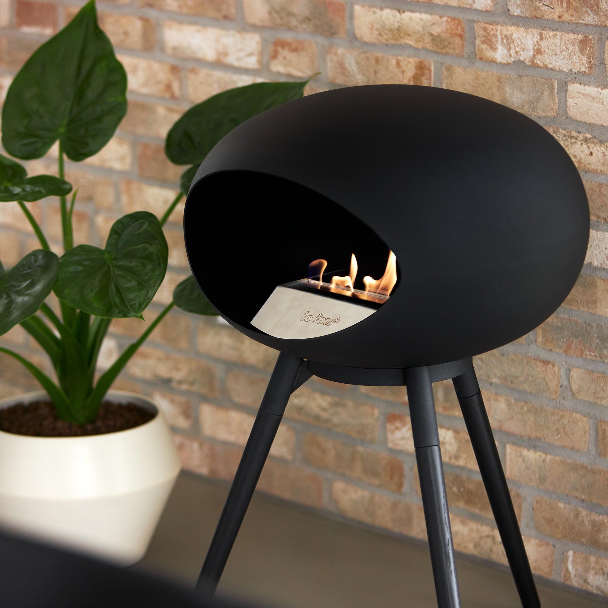 Ground Wood Low Mocca Bio Fireplace