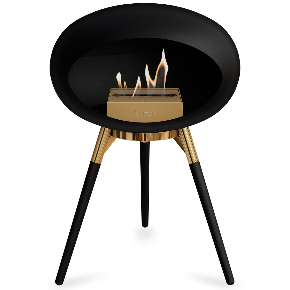 Ground Wood Low Black Bio Fireplace