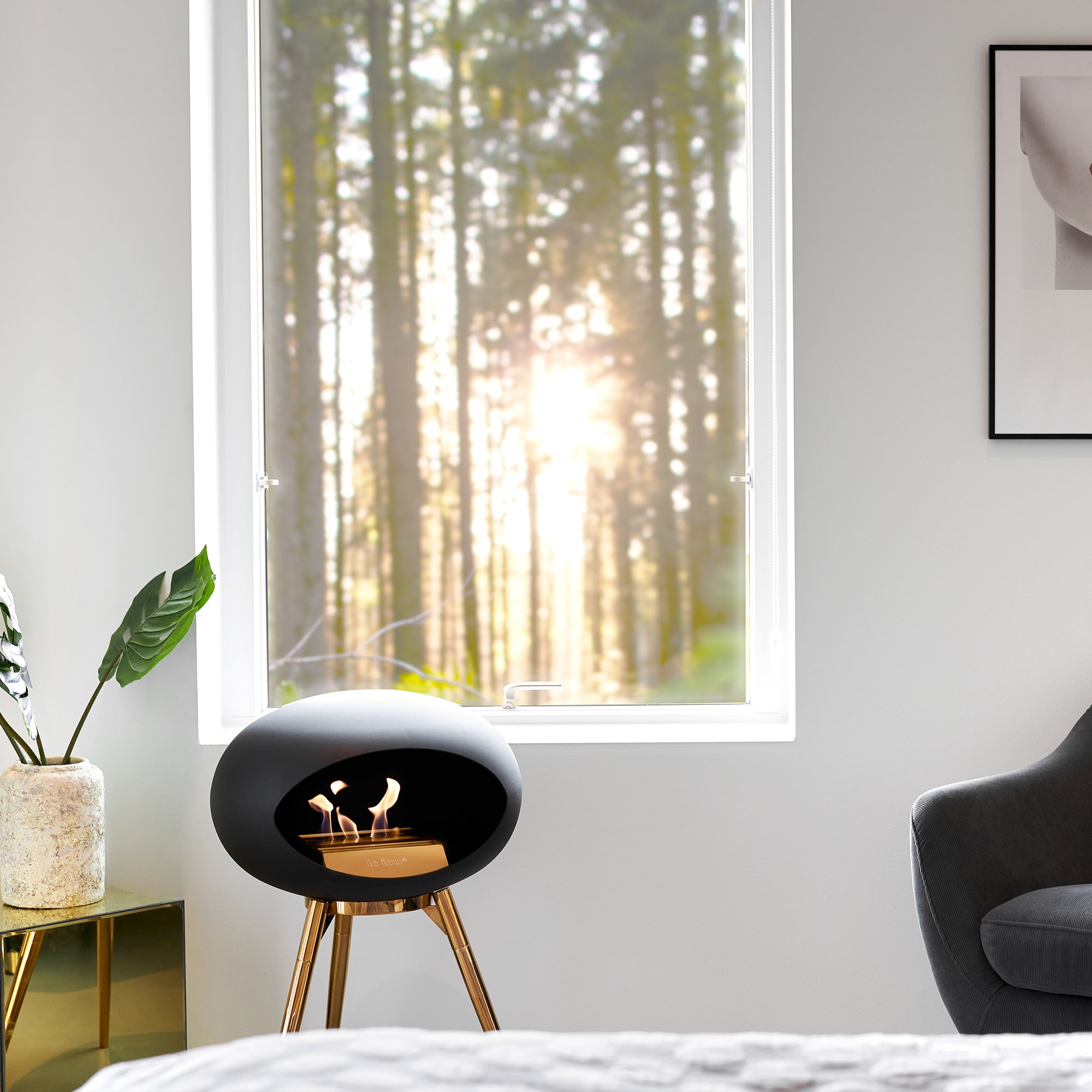 Ground Wood Low Mocca Bio Fireplace
