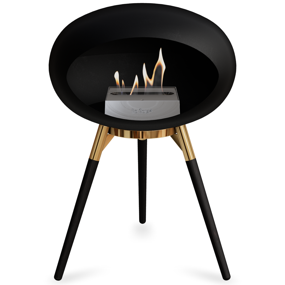 Ground Wood Low Black Bio Fireplace