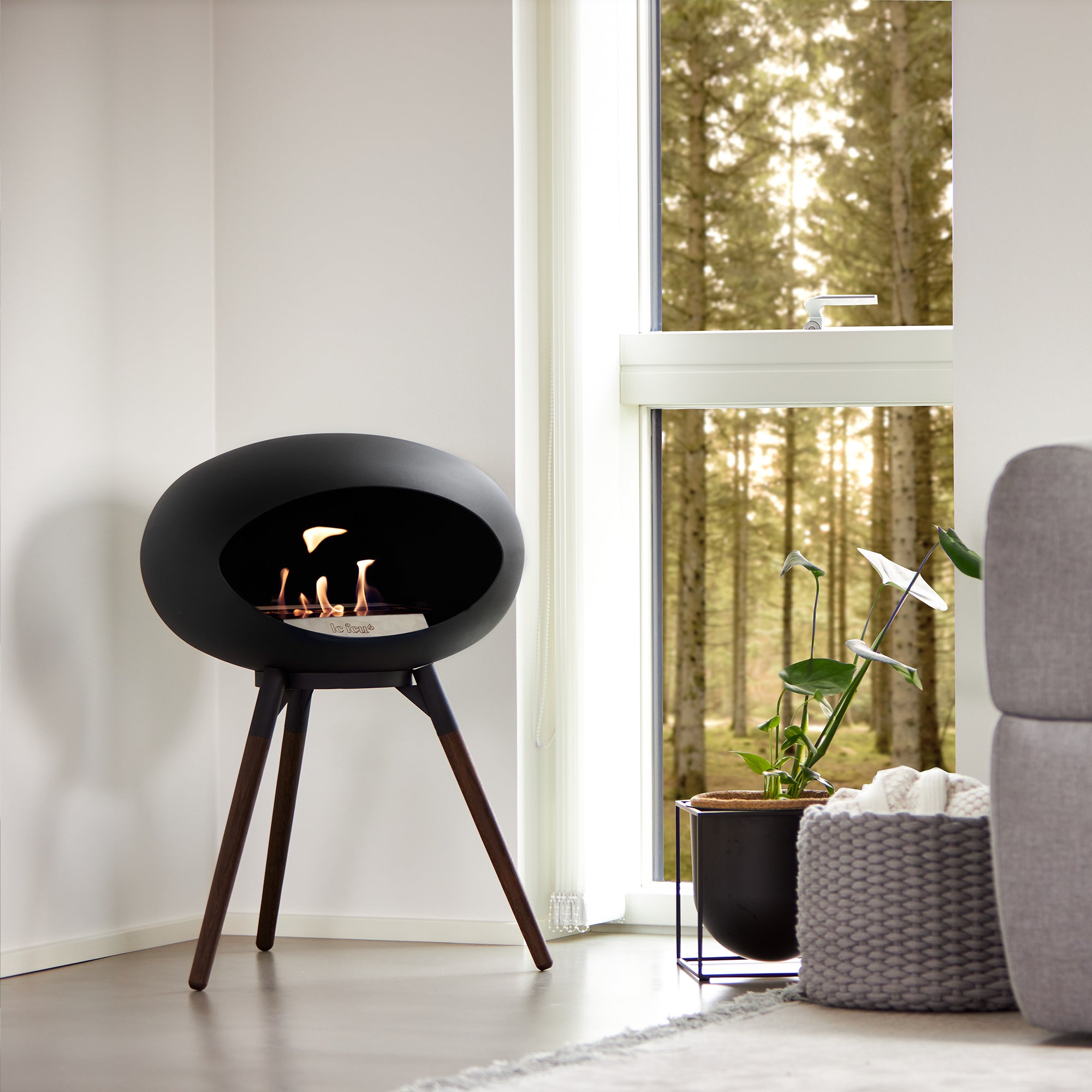 Ground Wood Low Mocca Bio Fireplace