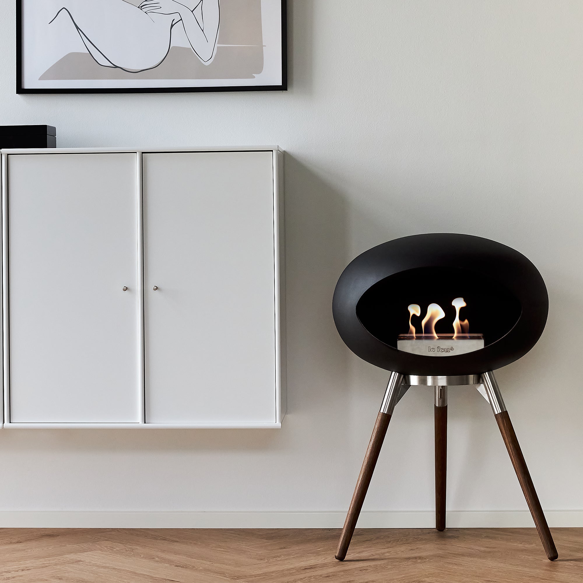 Ground Wood Low Mocca Bio Fireplace