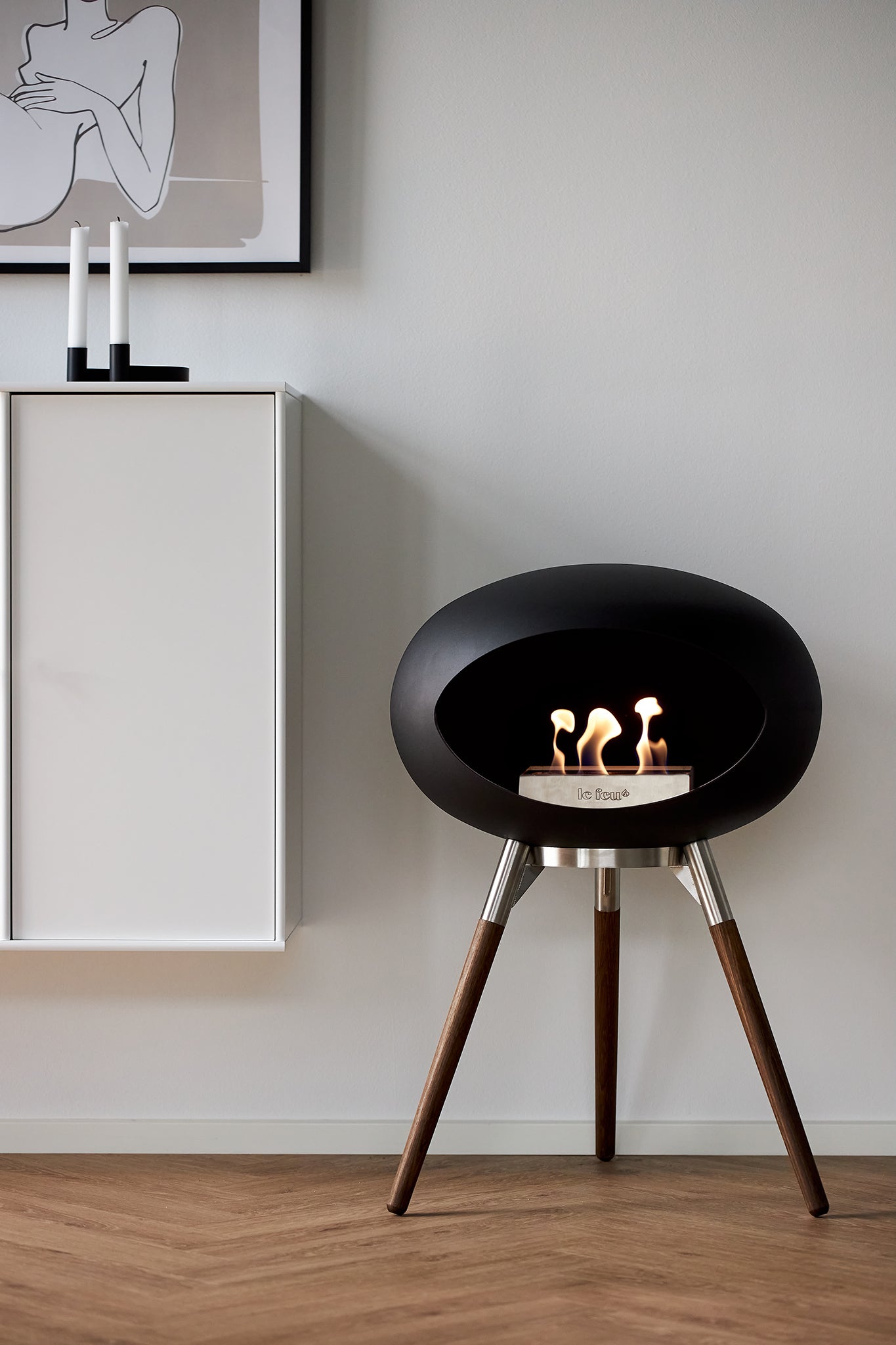 Ground Wood Low Mocca Bio Fireplace