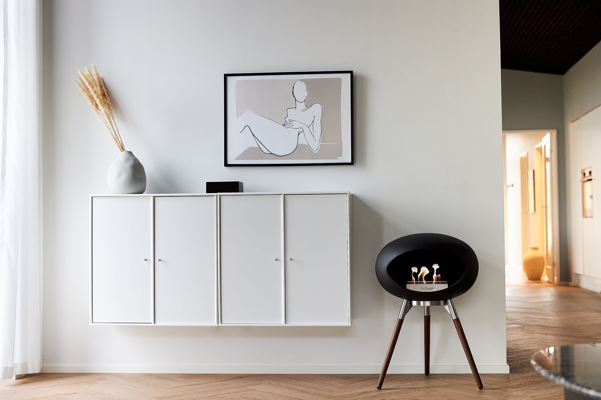 Ground Wood Low Mocca Bio Fireplace