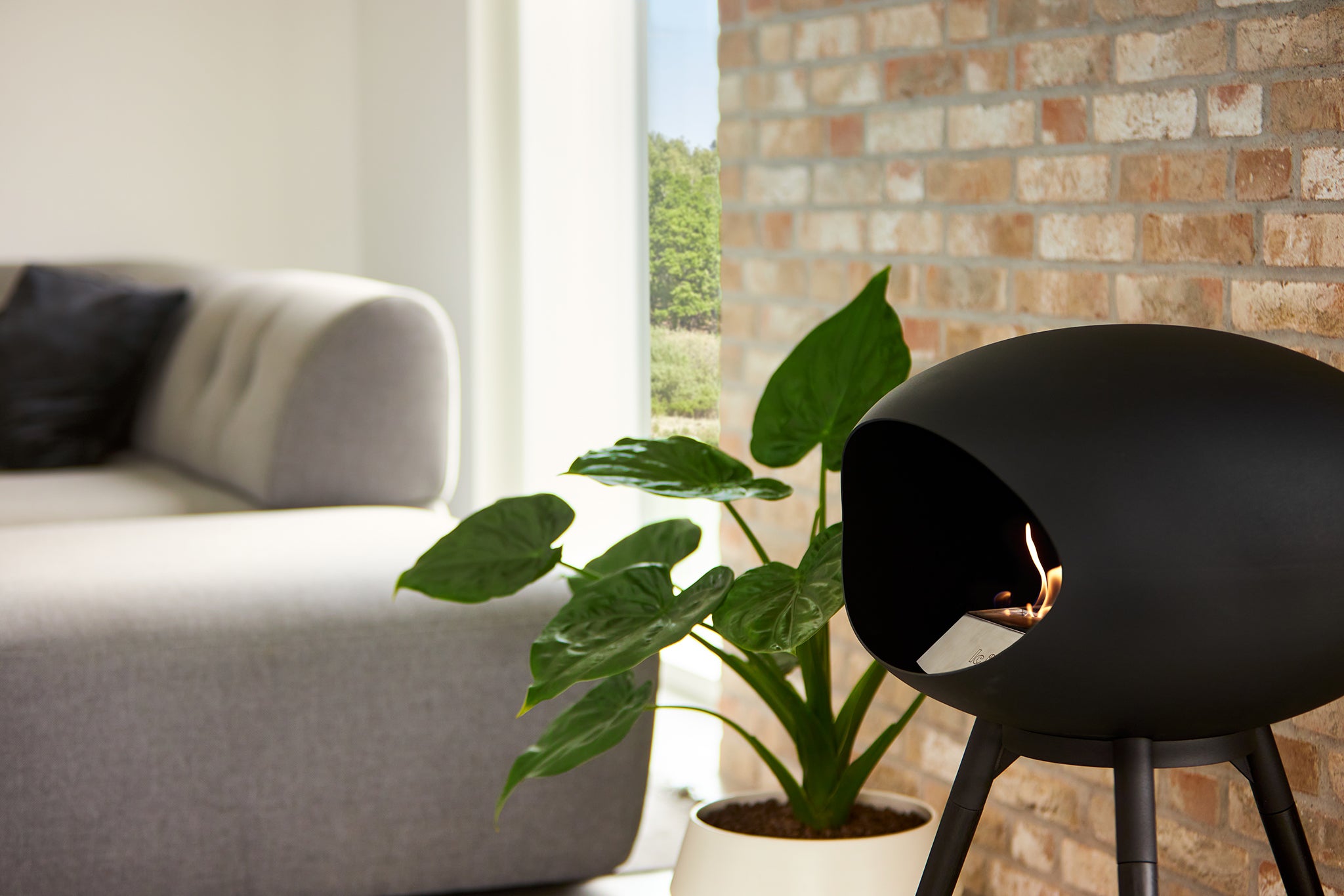Ground Wood Low Mocca Bio Fireplace