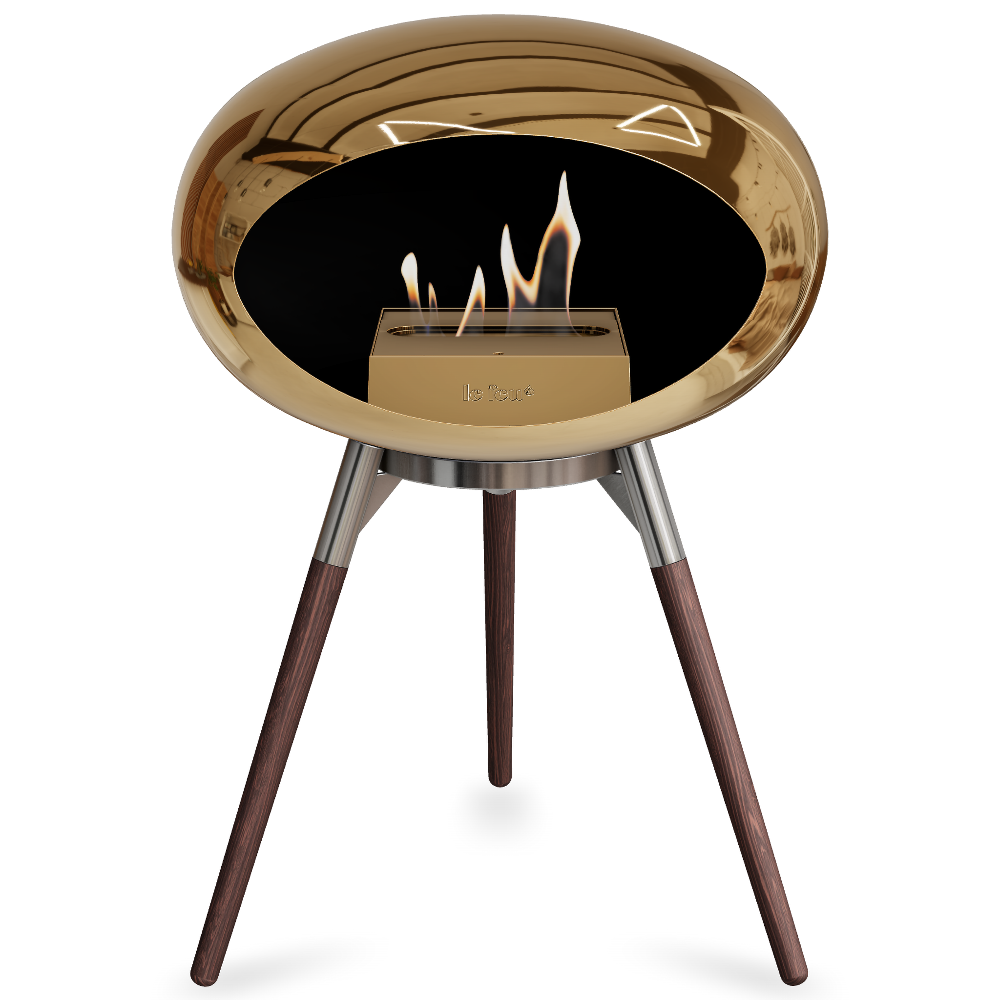Ground Wood Low Chromed Rose Gold Bio Fireplace with Rose Gold Burner