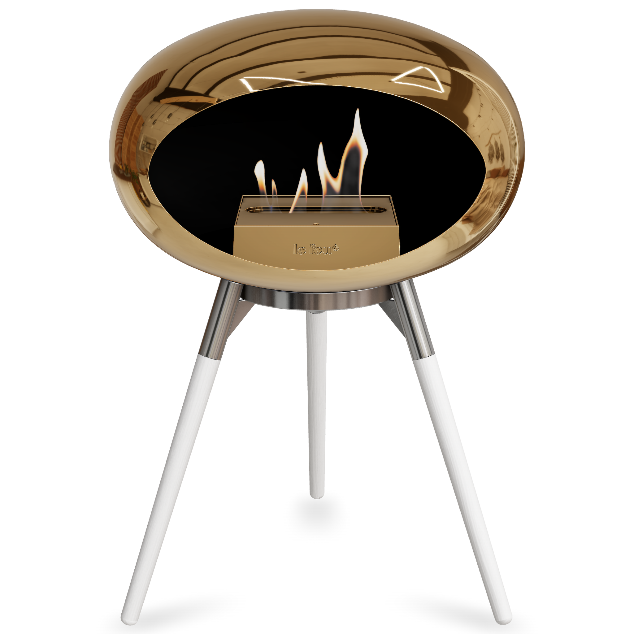 Ground Wood Low Chromed Rose Gold Bio Fireplace with Rose Gold Burner
