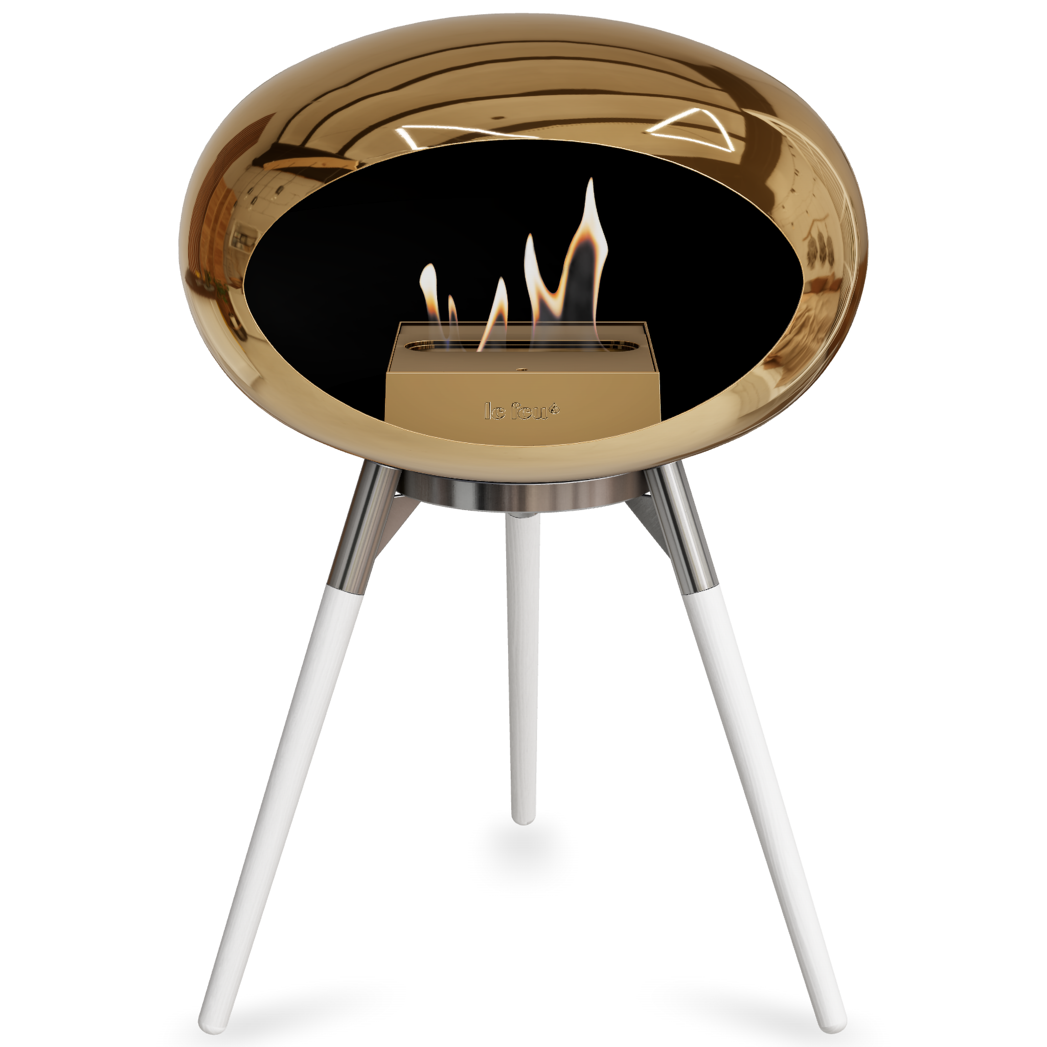 Ground Wood Low Chromed Rose Gold Bio Fireplace with Rose Gold Burner