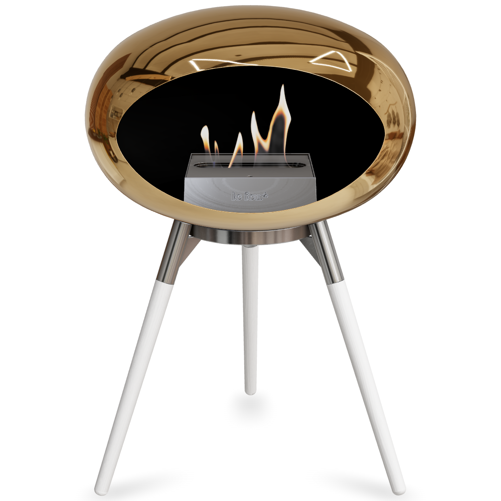 Ground Wood Low Chromed Rose Gold Bio Fireplace with Rose Gold Burner
