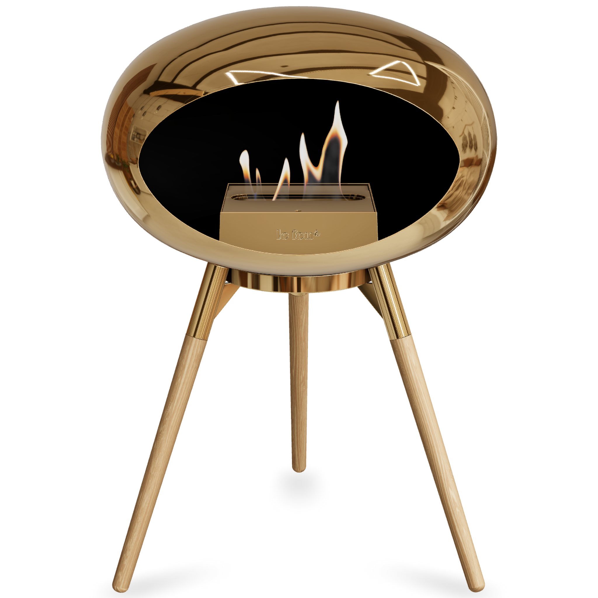 Ground Wood Low Chromed Rose Gold Bio Fireplace with Rose Gold Burner