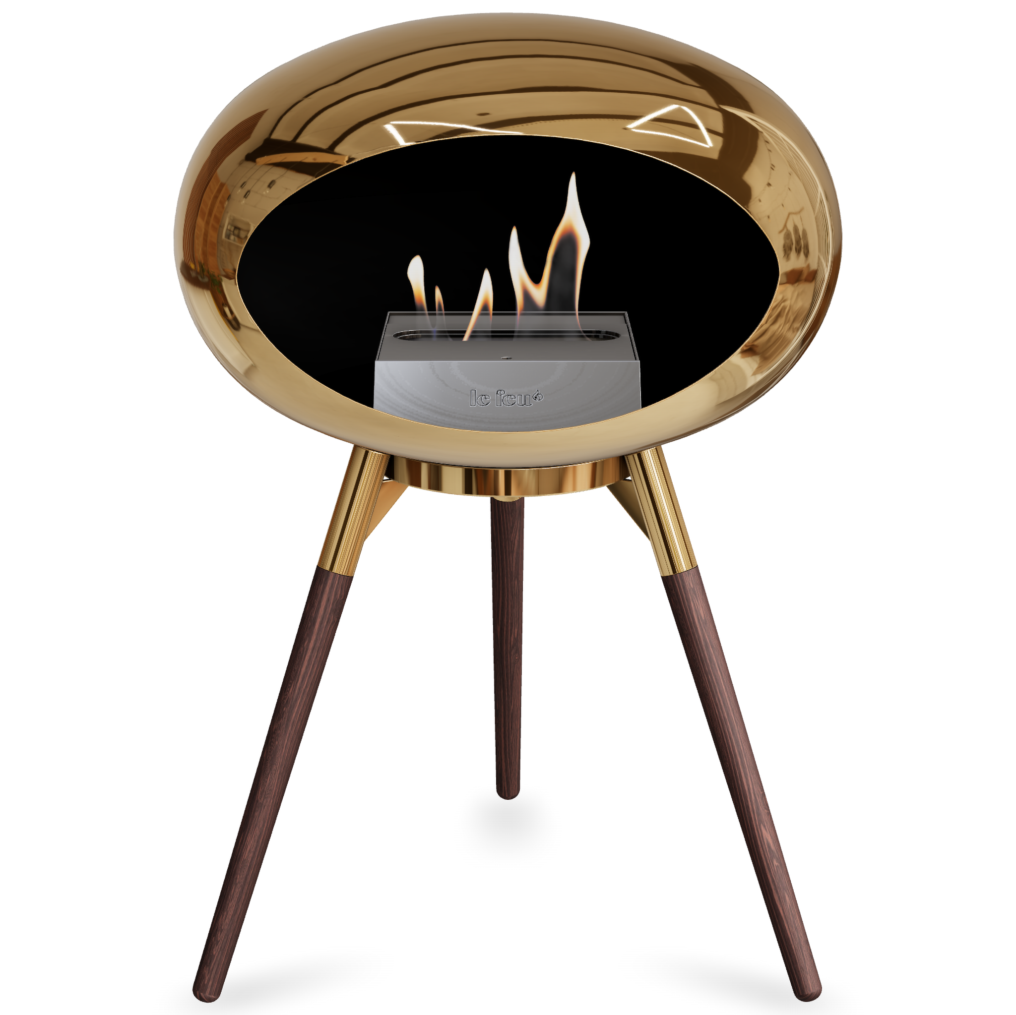 Ground Wood Low Chromed Rose Gold Bio Fireplace with Rose Gold Burner
