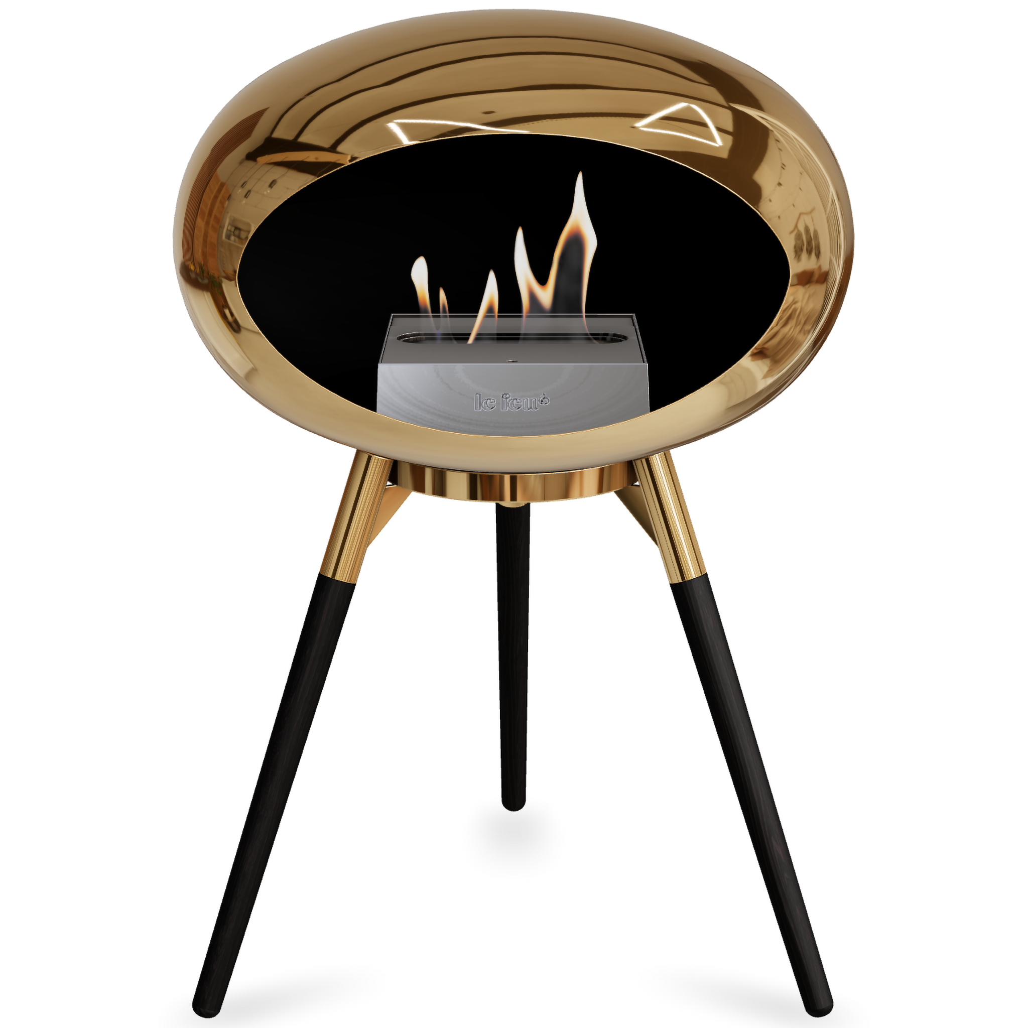 Ground Wood Low Chromed Rose Gold Bio Fireplace with Rose Gold Burner