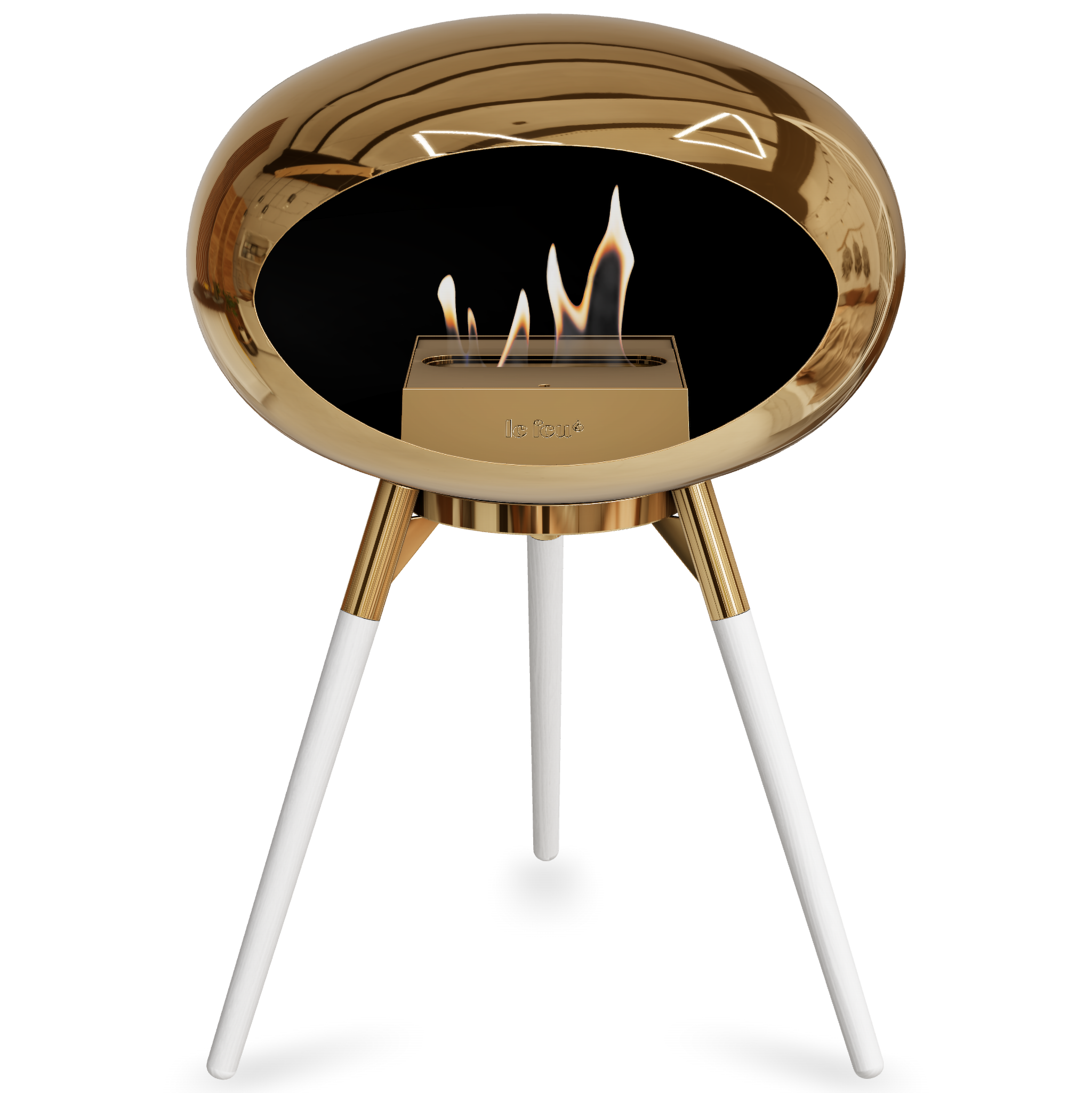 Ground Wood Low Chromed Rose Gold Bio Fireplace with Rose Gold Burner