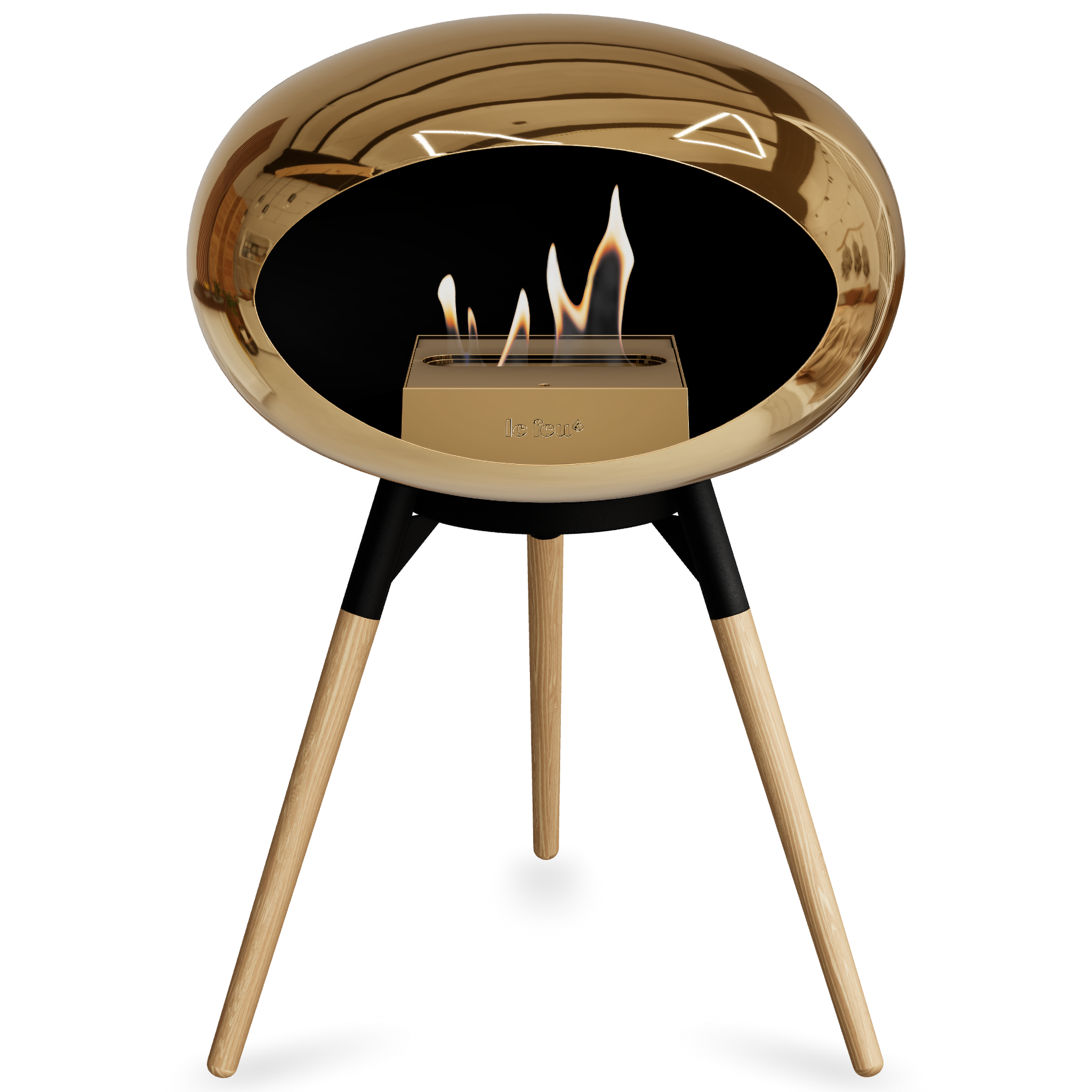 Ground Wood Low Chromed Rose Gold Bio Fireplace with Rose Gold Burner