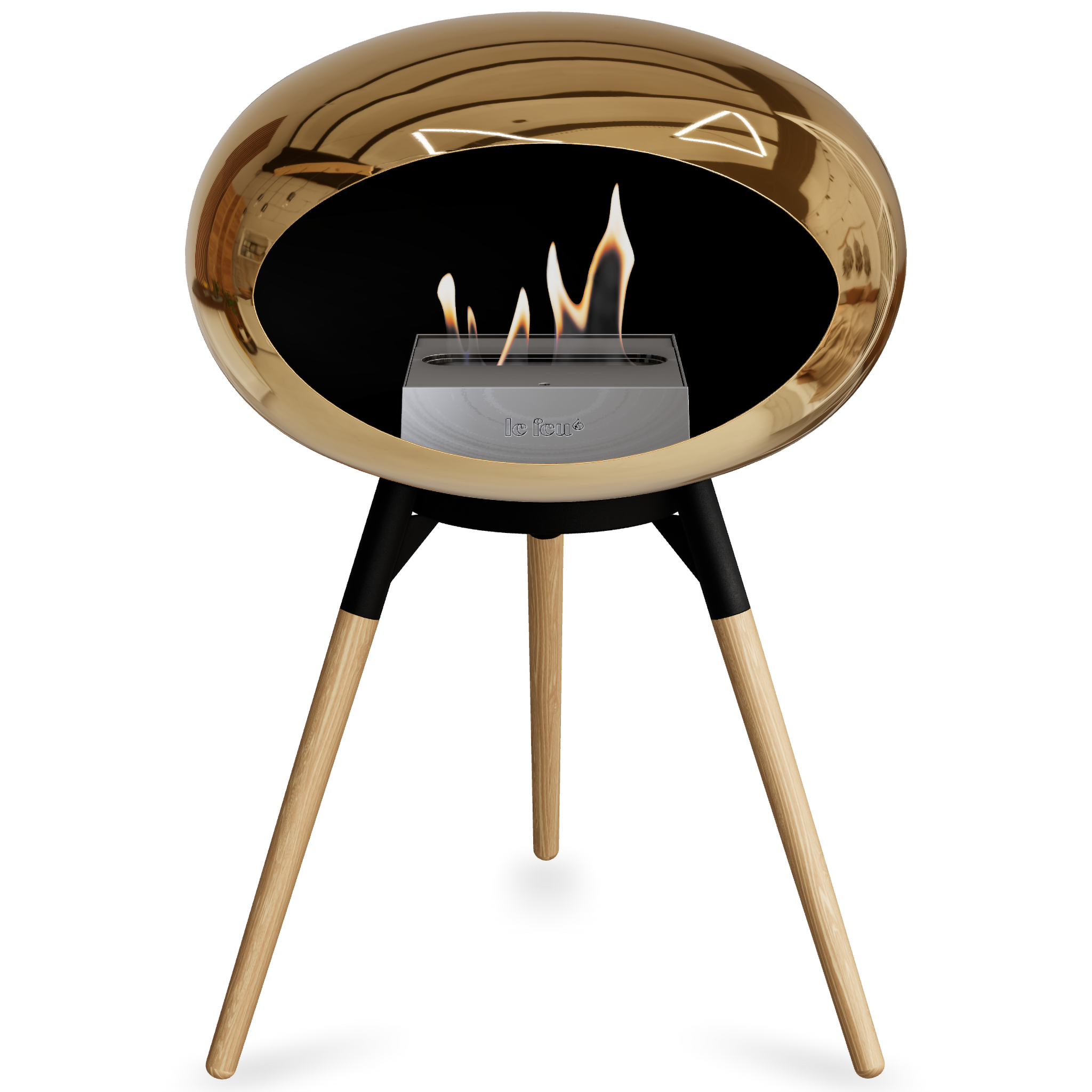 Ground Wood Low Chromed Rose Gold Bio Fireplace with Rose Gold Burner