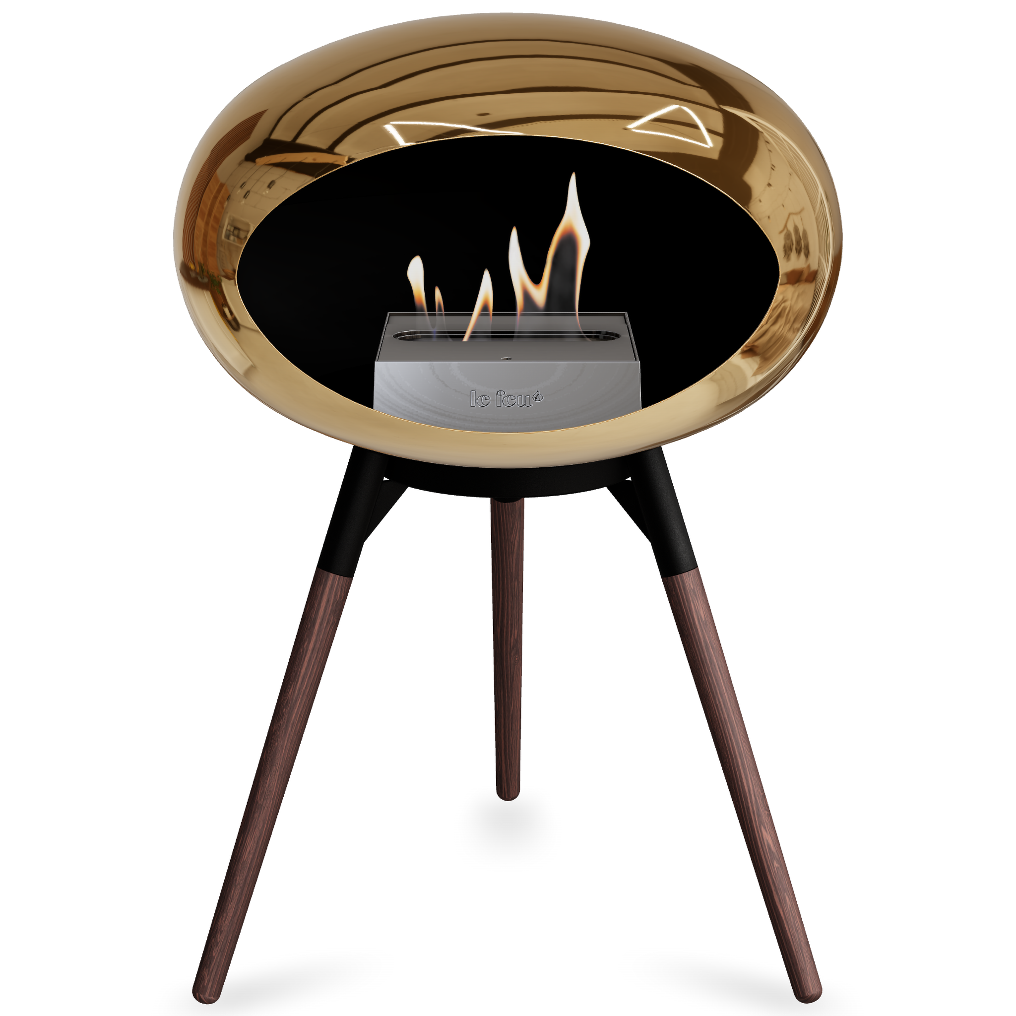 Ground Wood Low Chromed Rose Gold Bio Fireplace with Rose Gold Burner