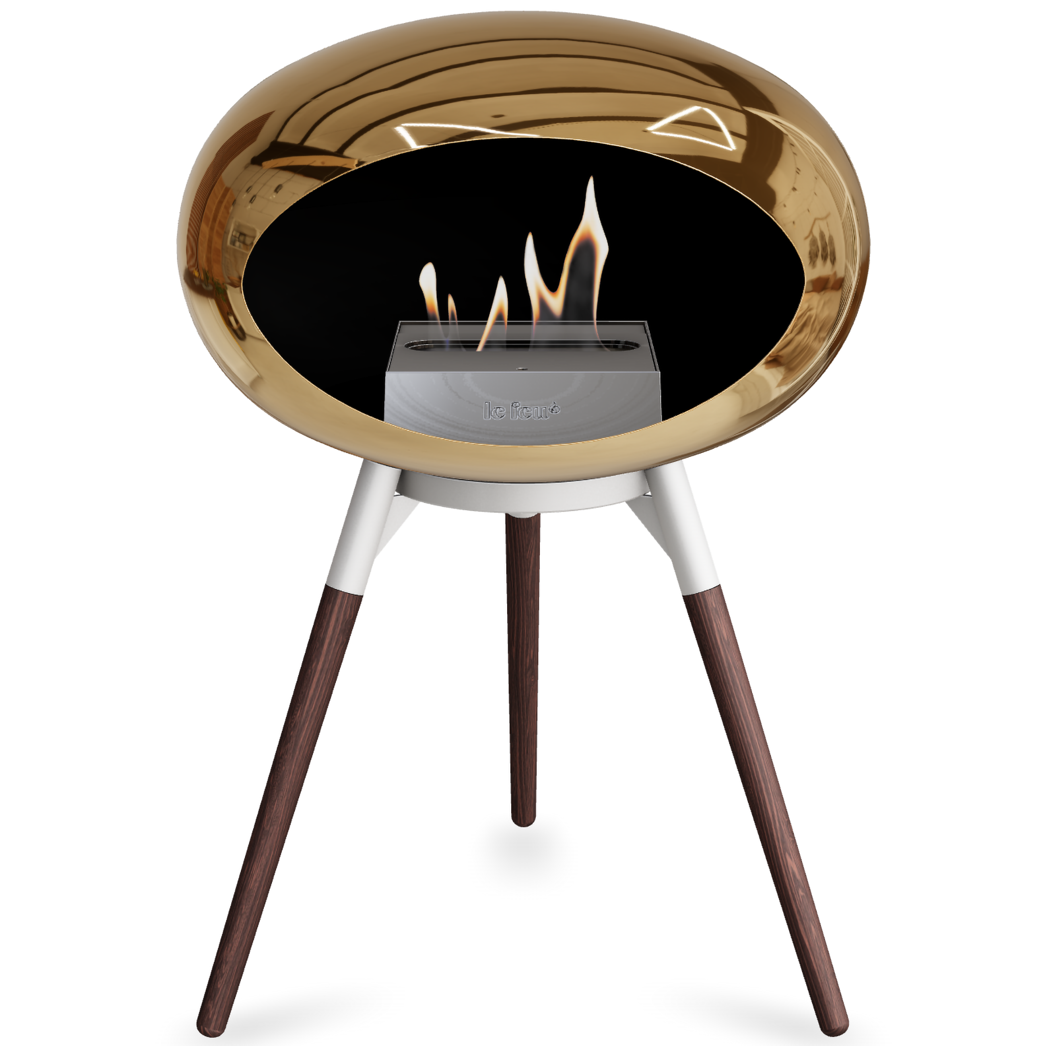 Ground Wood Low Chromed Rose Gold Bio Fireplace with Rose Gold Burner