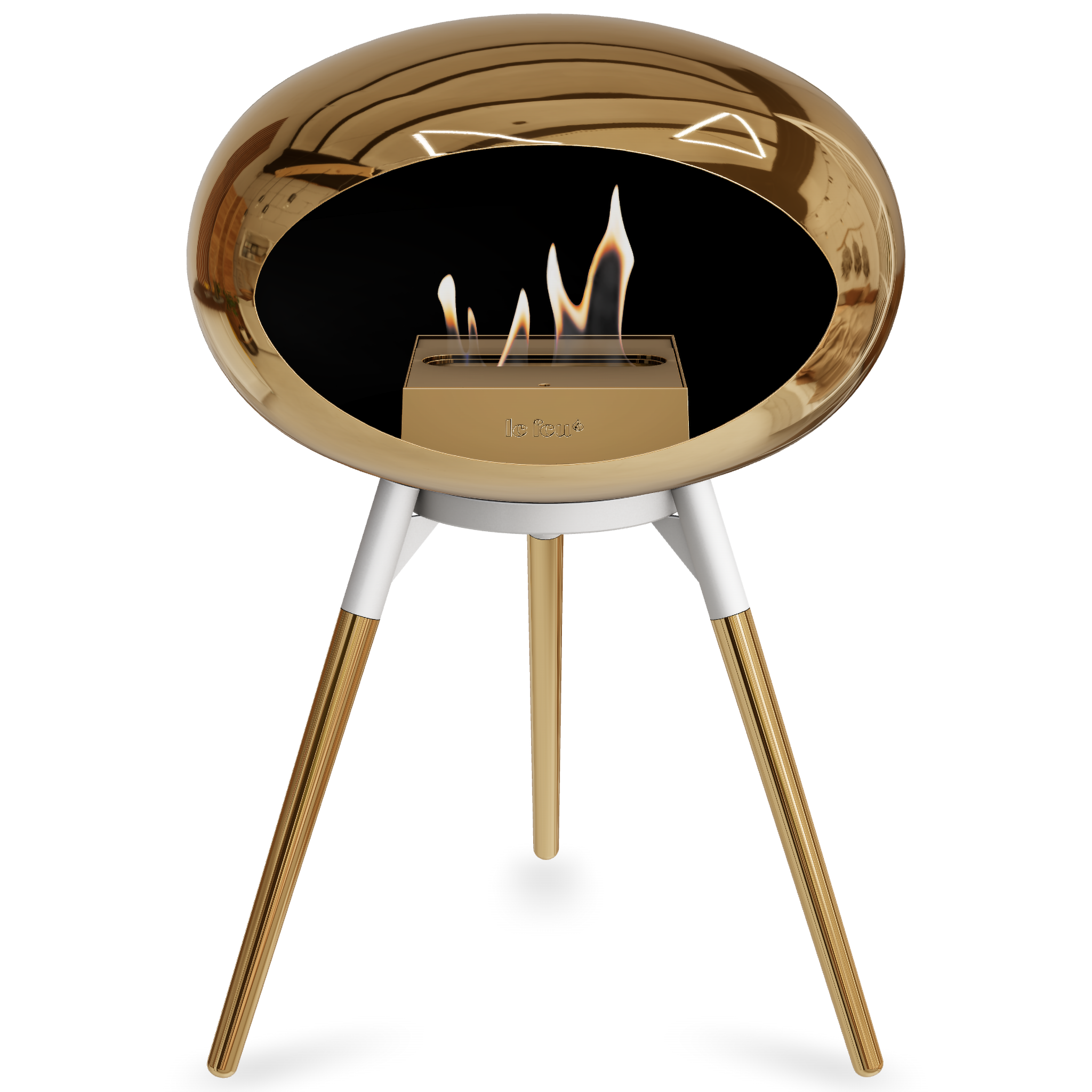 Ground Wood Low Chromed Rose Gold Bio Fireplace with Rose Gold Burner
