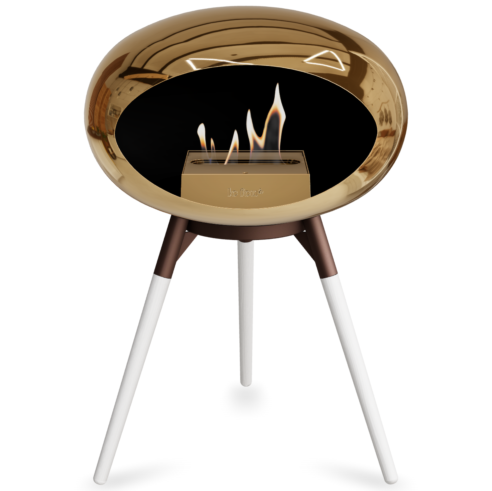 Ground Wood Low Chromed Rose Gold Bio Fireplace with Rose Gold Burner
