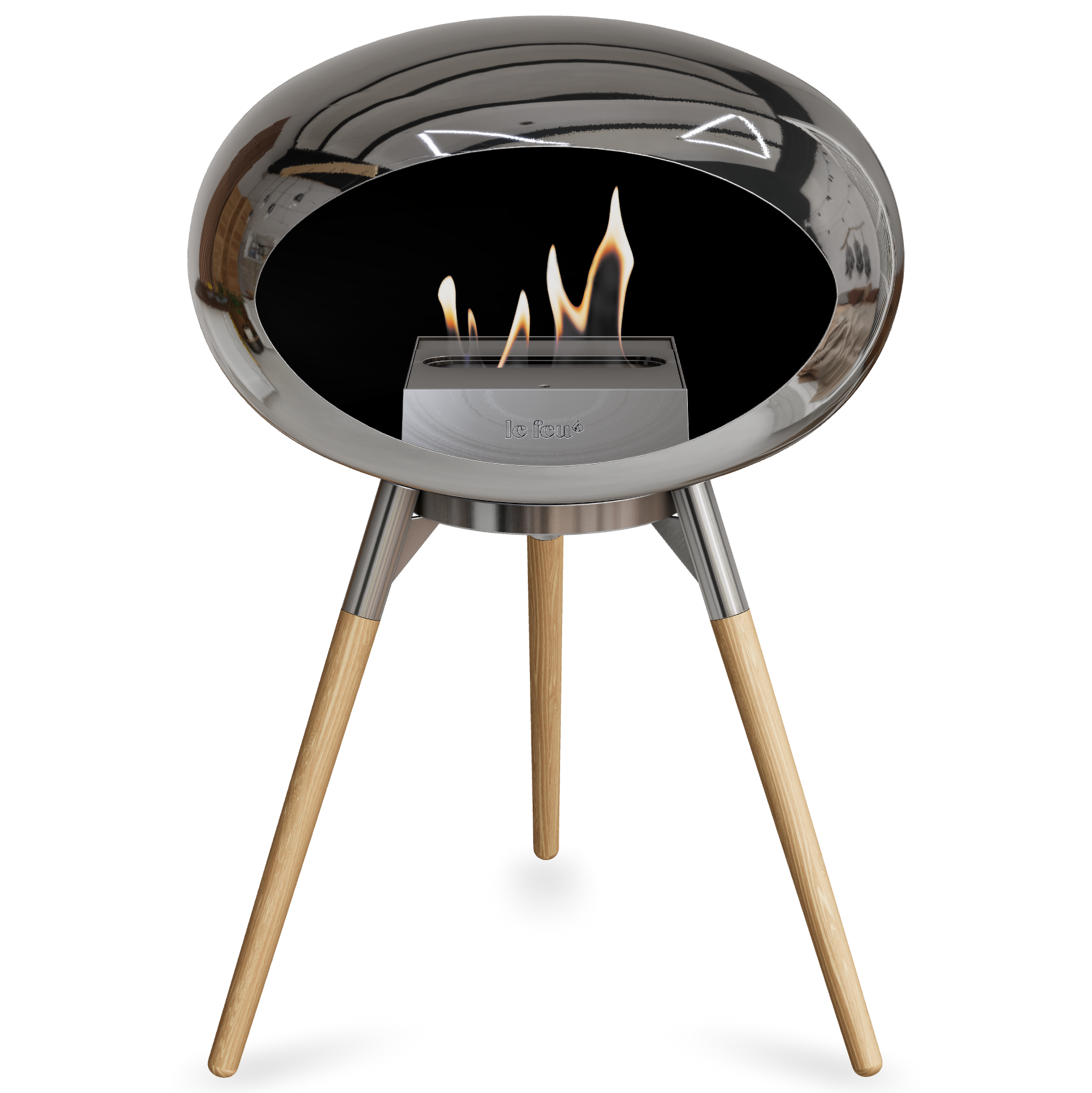 Ground Wood Low Chromed Silver Bio Fireplace with Steel Burner