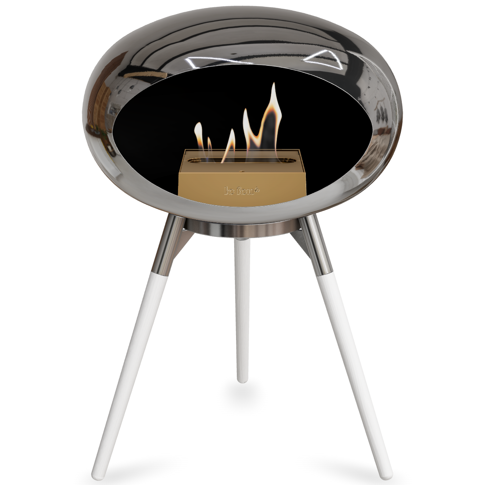 Ground Wood Low Chromed Silver Bio Fireplace with Steel Burner