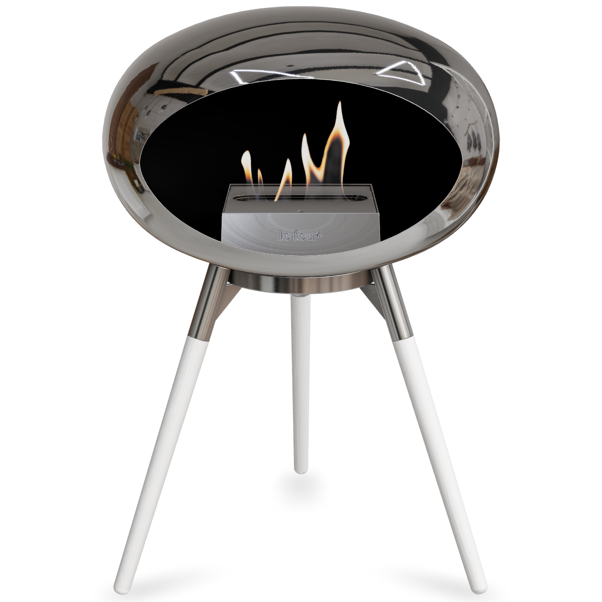 Ground Wood Low Chromed Silver Bio Fireplace with Steel Burner