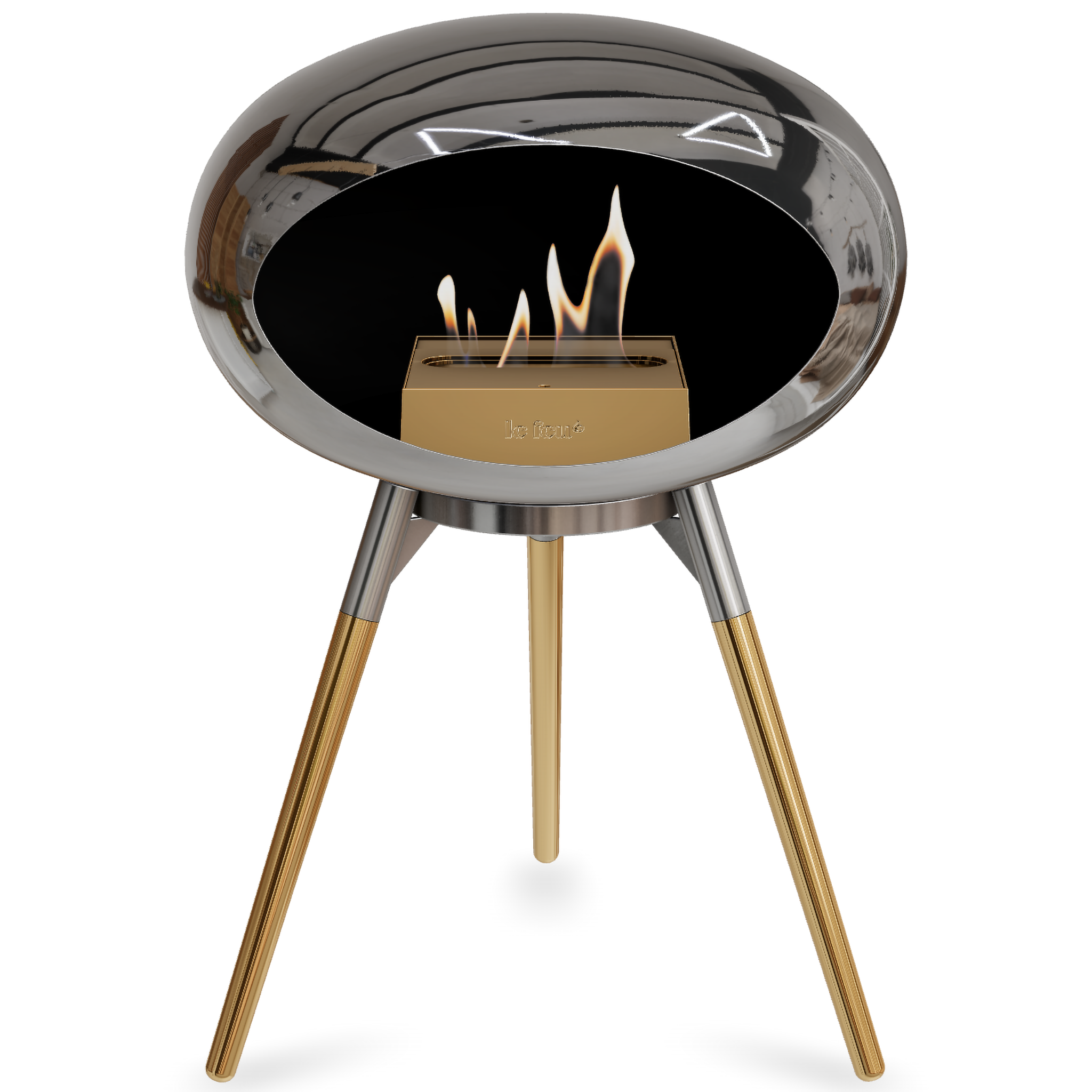 Ground Wood Low Chromed Silver Bio Fireplace with Steel Burner