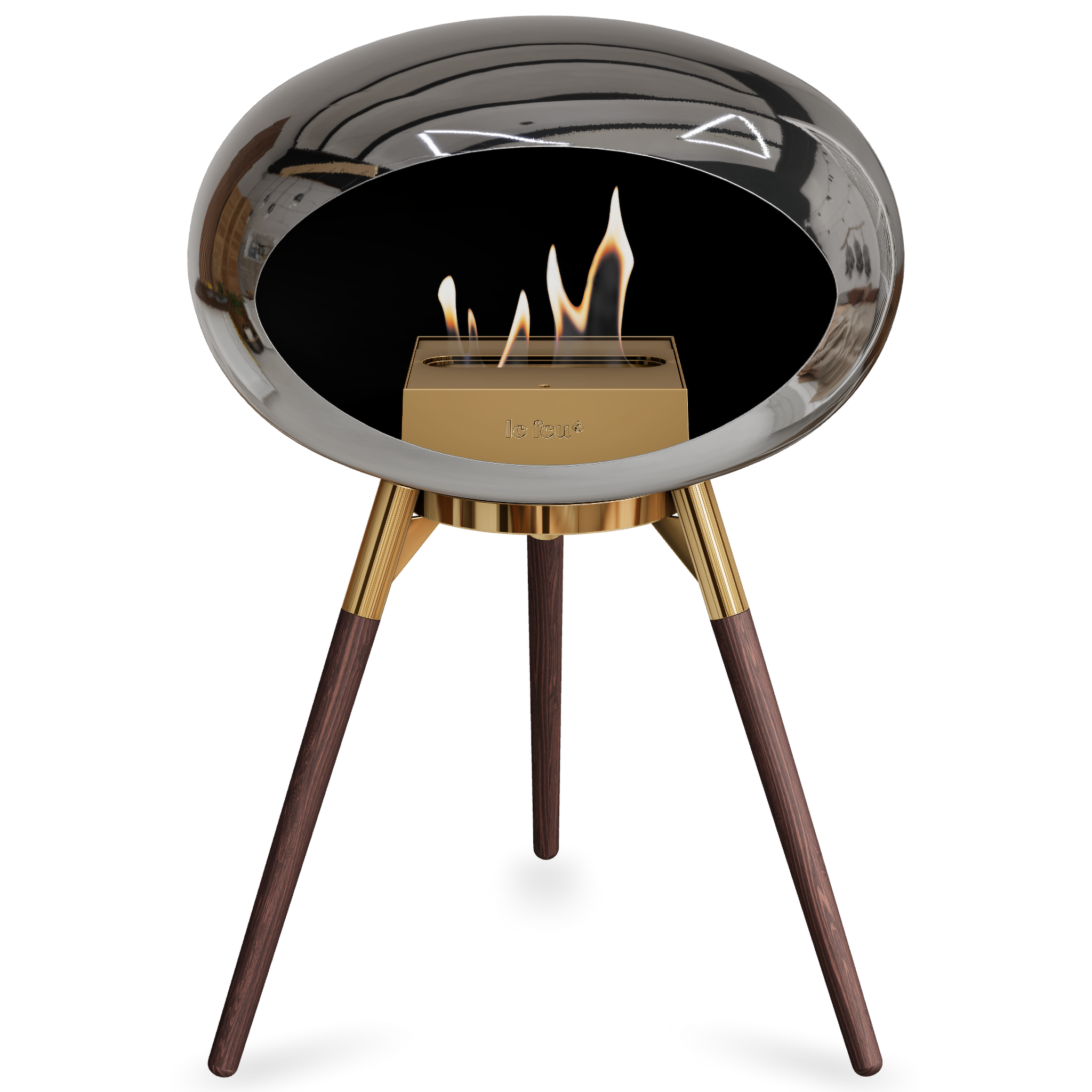 Ground Wood Low Chromed Silver Bio Fireplace with Steel Burner