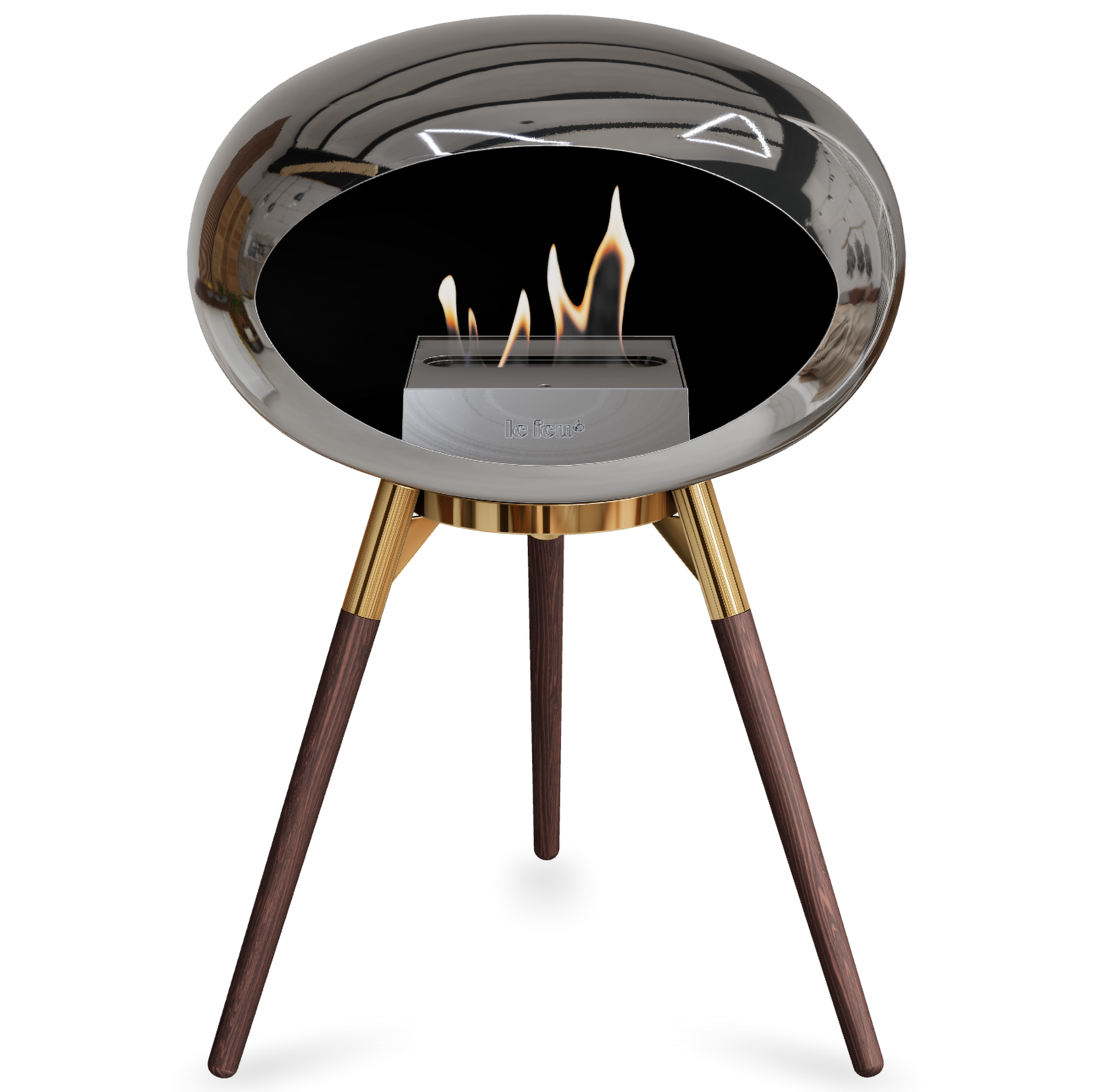 Ground Wood Low Chromed Silver Bio Fireplace with Steel Burner