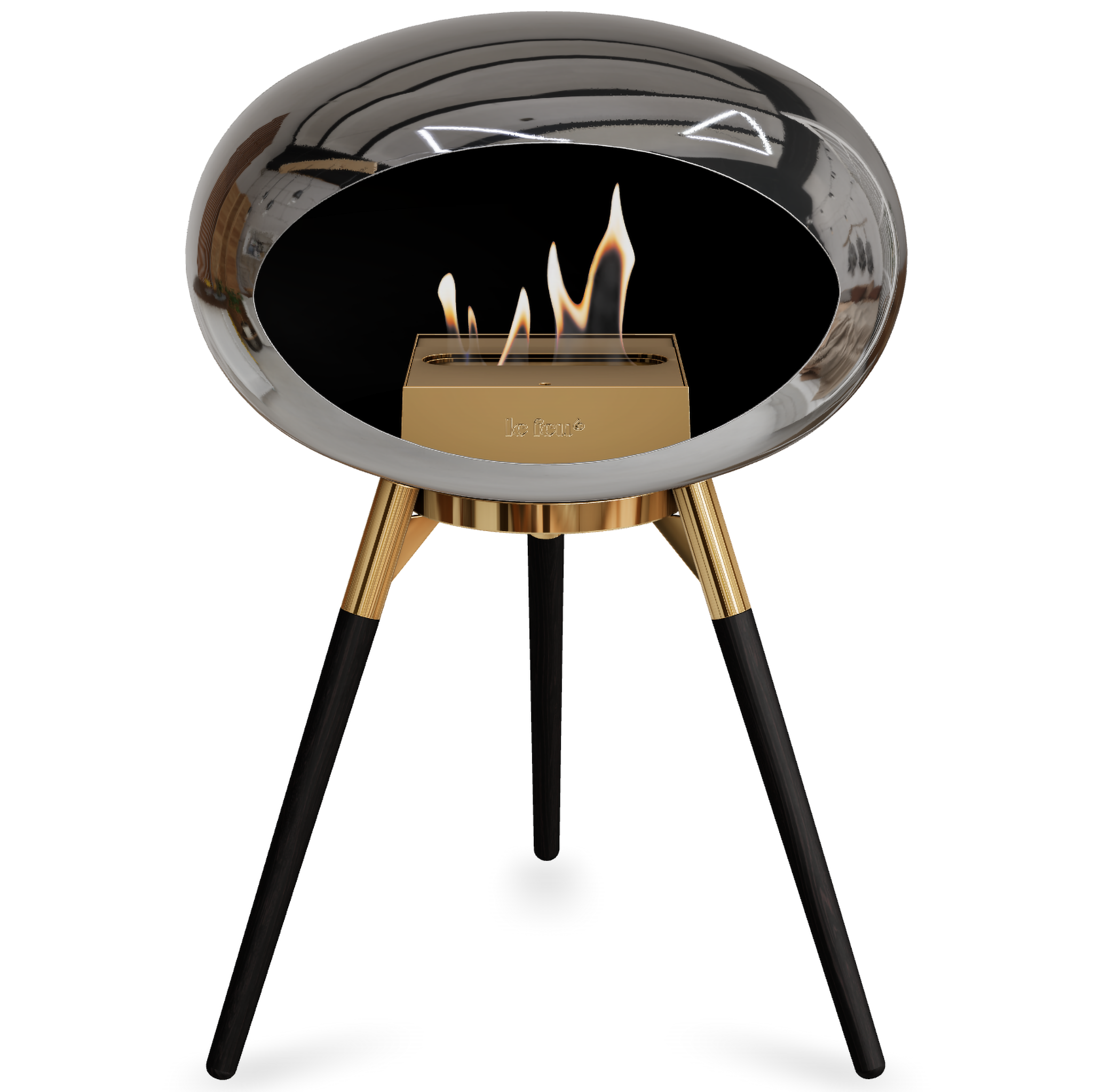 Ground Wood Low Chromed Silver Bio Fireplace with Steel Burner