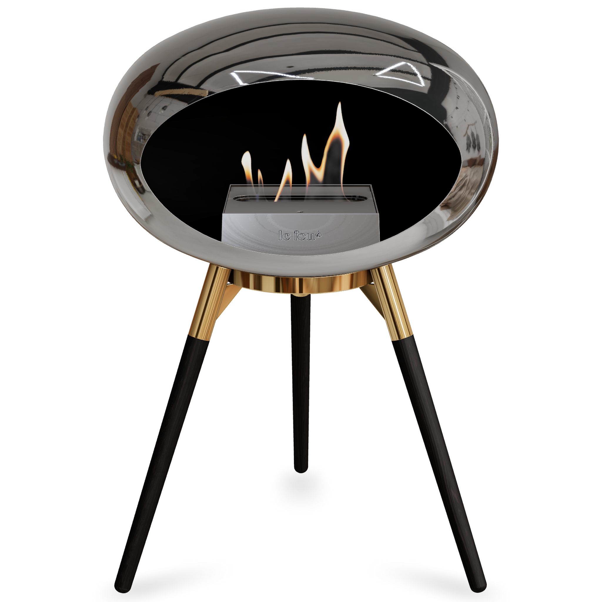 Ground Wood Low Chromed Silver Bio Fireplace with Steel Burner