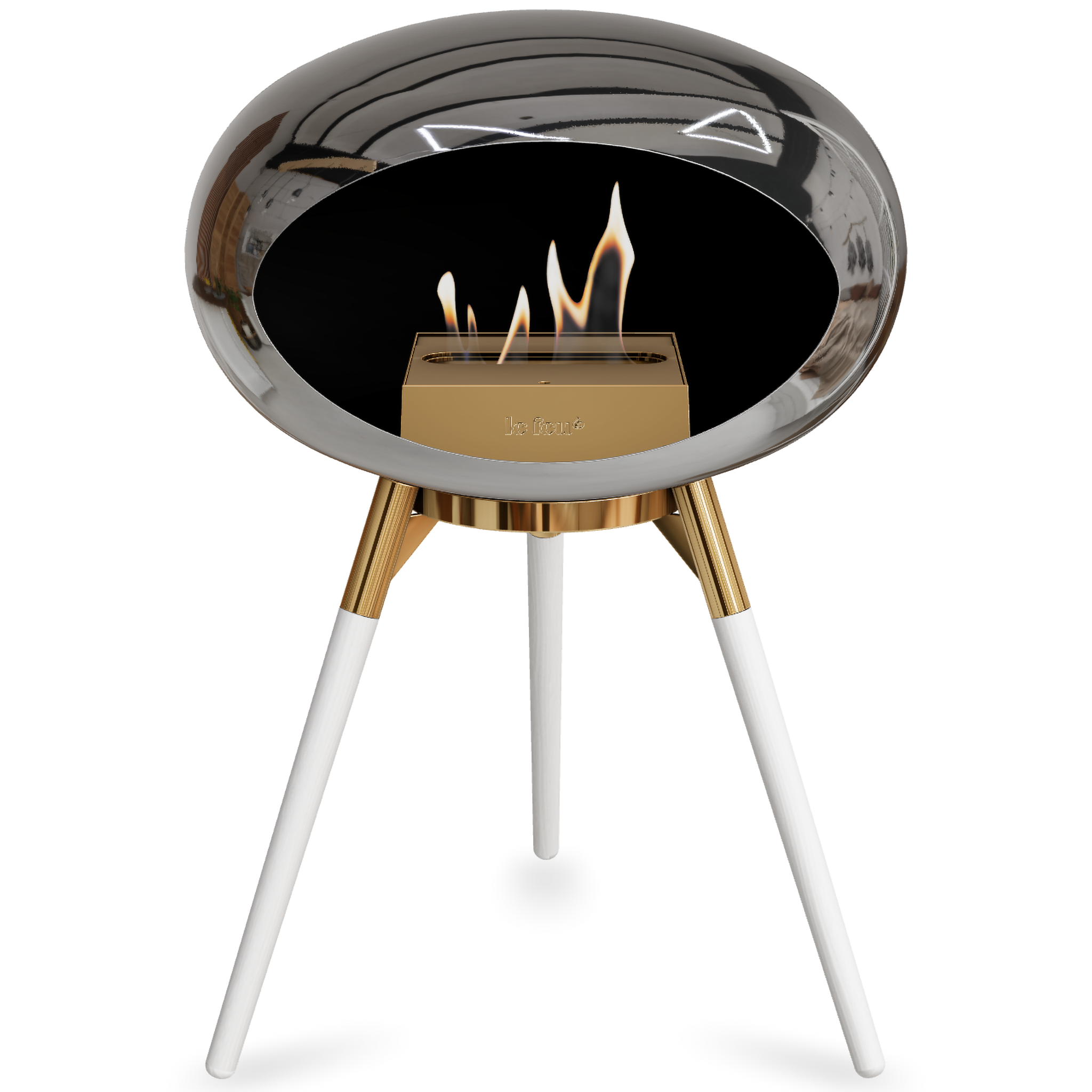 Ground Wood Low Chromed Silver Bio Fireplace with Steel Burner