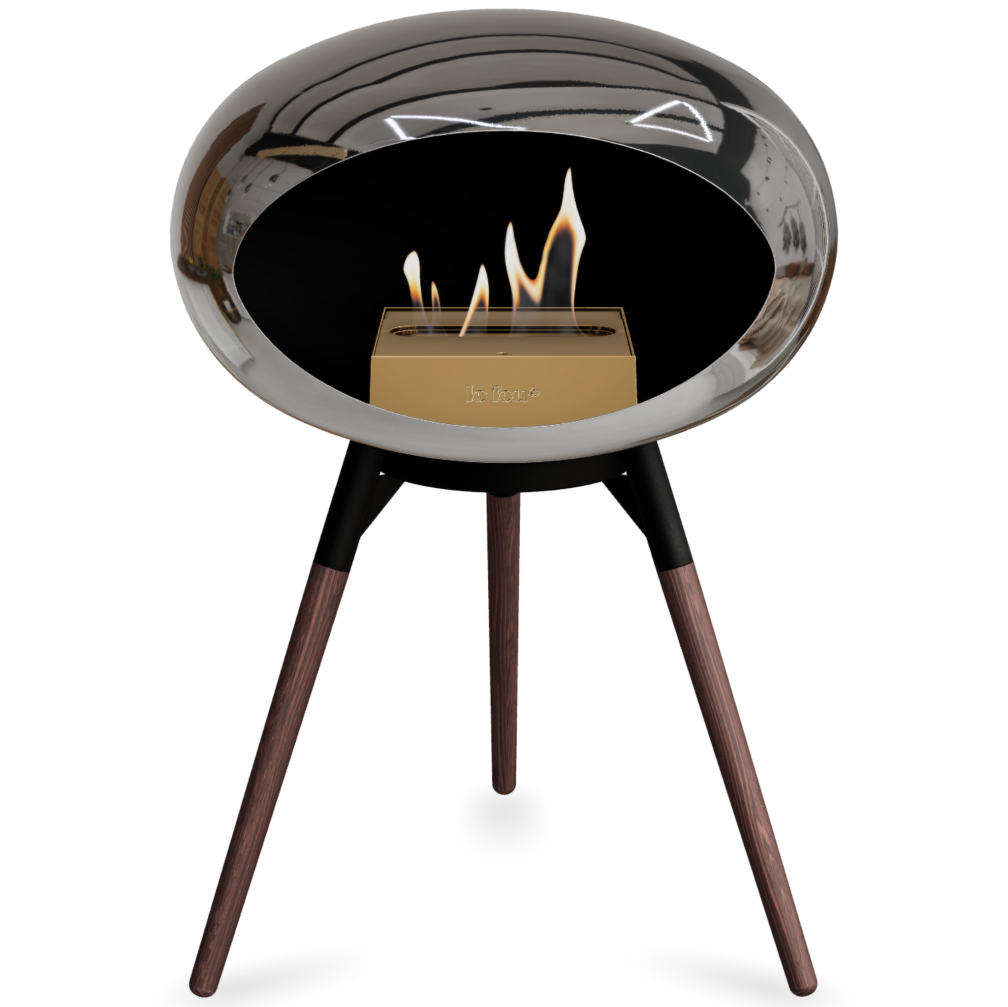 Ground Wood Low Chromed Silver Bio Fireplace with Steel Burner